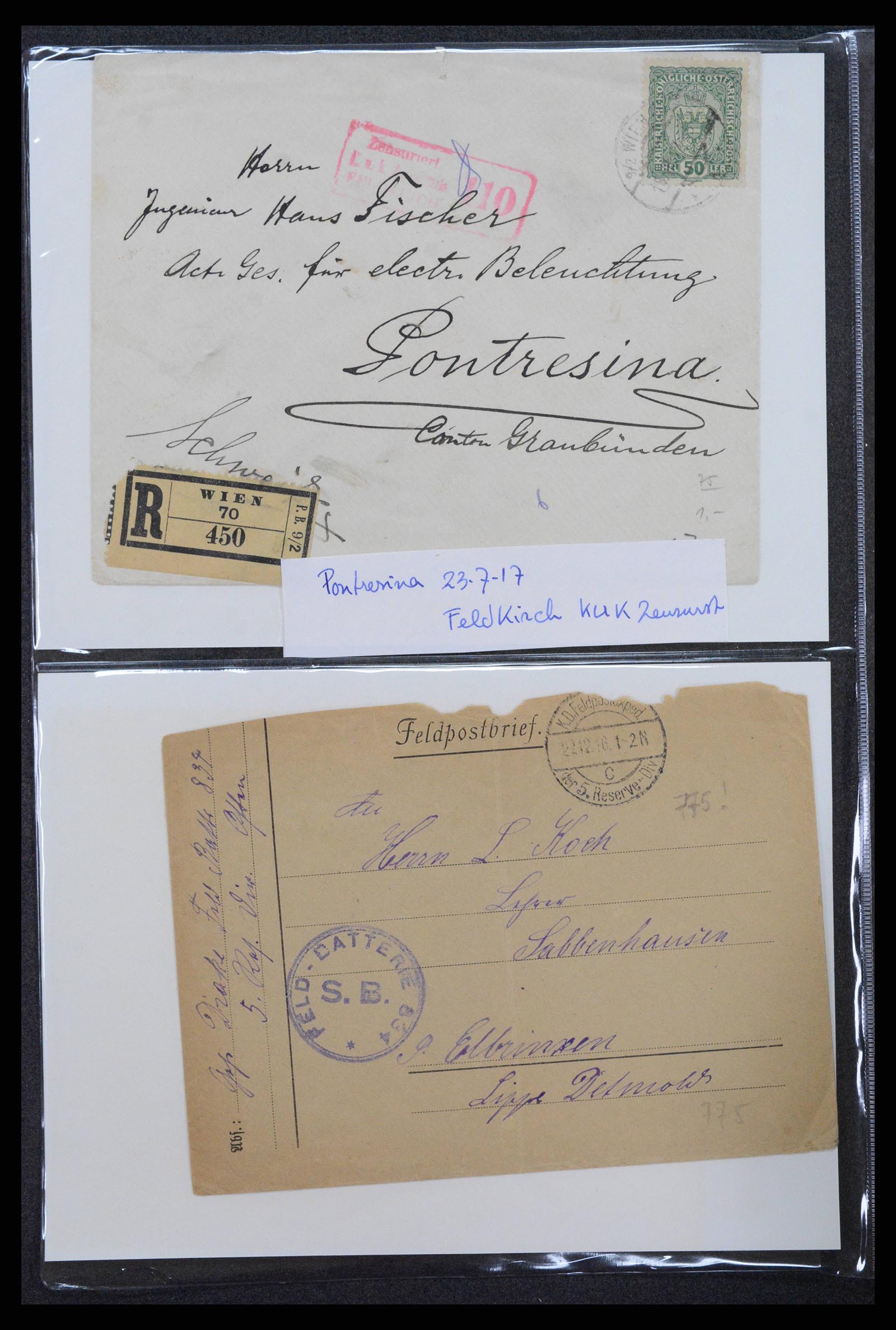 38760 0100 - Postzegelverzameling 38760 Brieven 1e wereldoorlog 1914-1918.