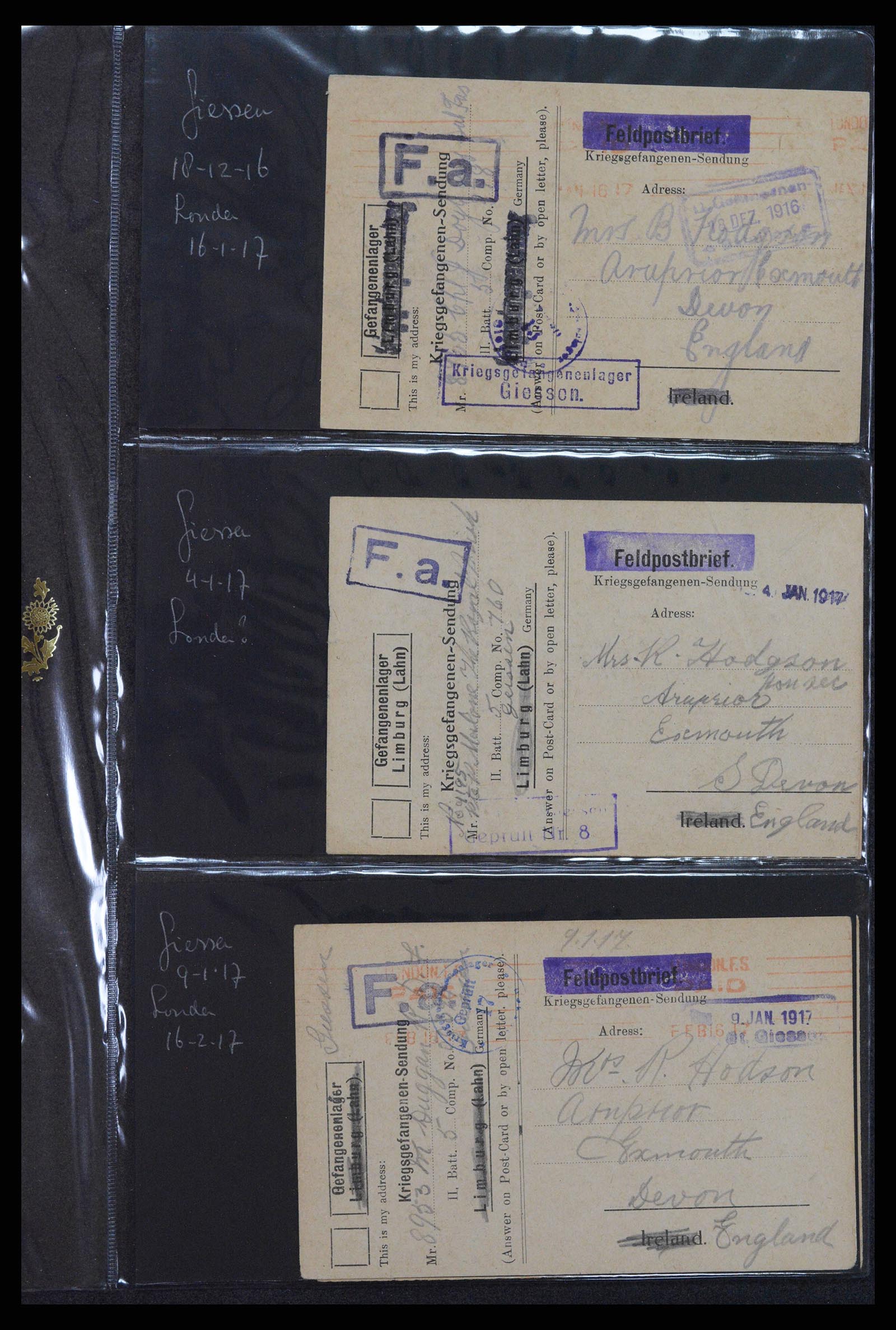 38760 0542 - Postzegelverzameling 38760 Brieven 1e wereldoorlog 1914-1918.