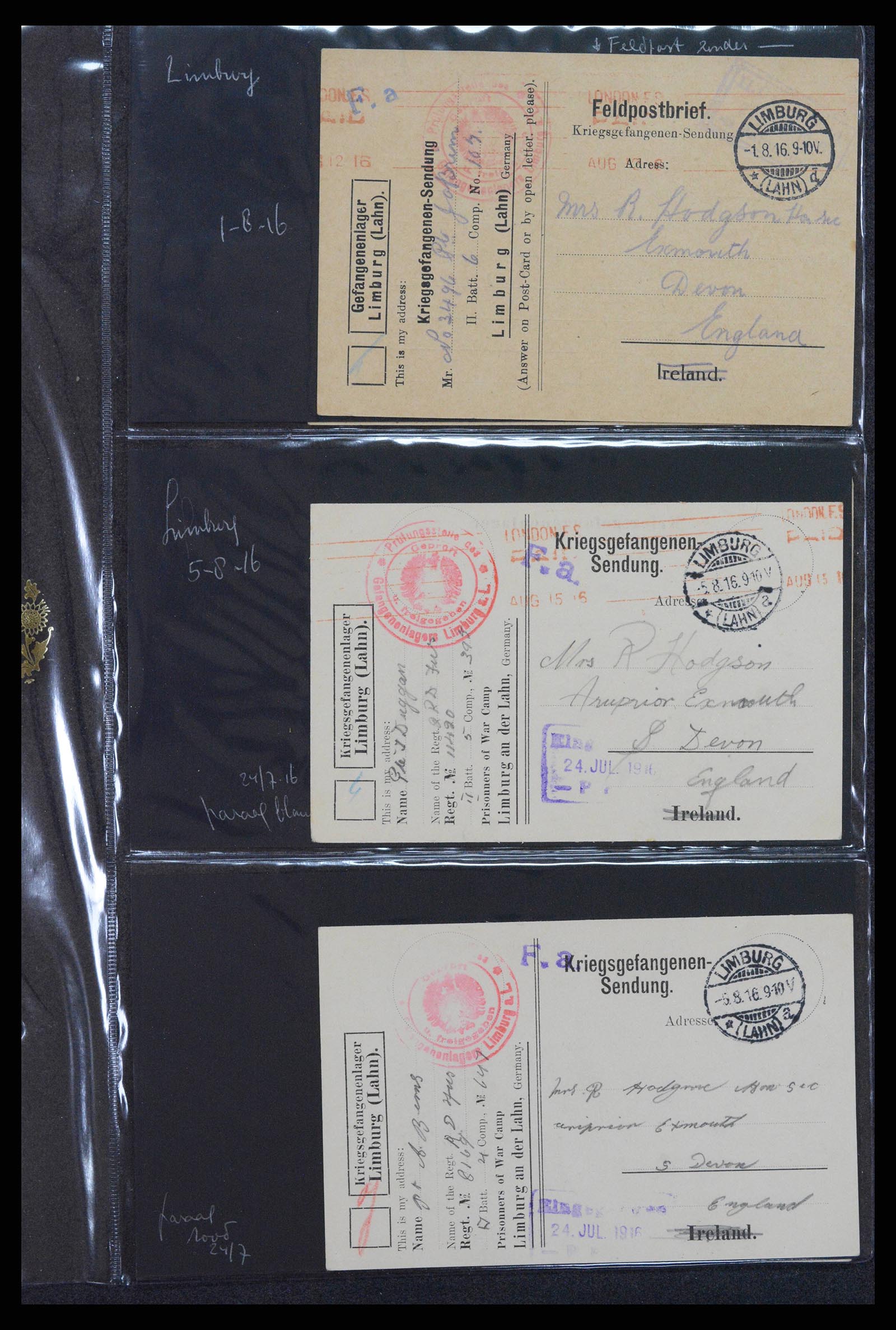 38760 0548 - Postzegelverzameling 38760 Brieven 1e wereldoorlog 1914-1918.