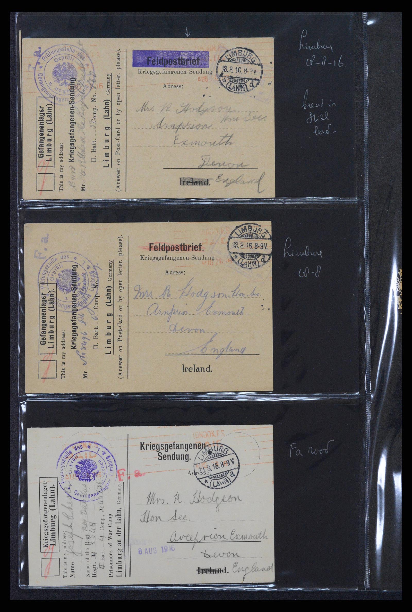 38760 0549 - Postzegelverzameling 38760 Brieven 1e wereldoorlog 1914-1918.