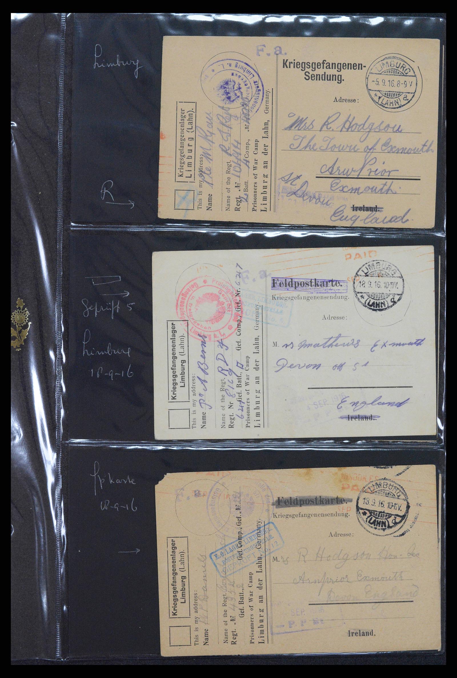 38760 0550 - Postzegelverzameling 38760 Brieven 1e wereldoorlog 1914-1918.