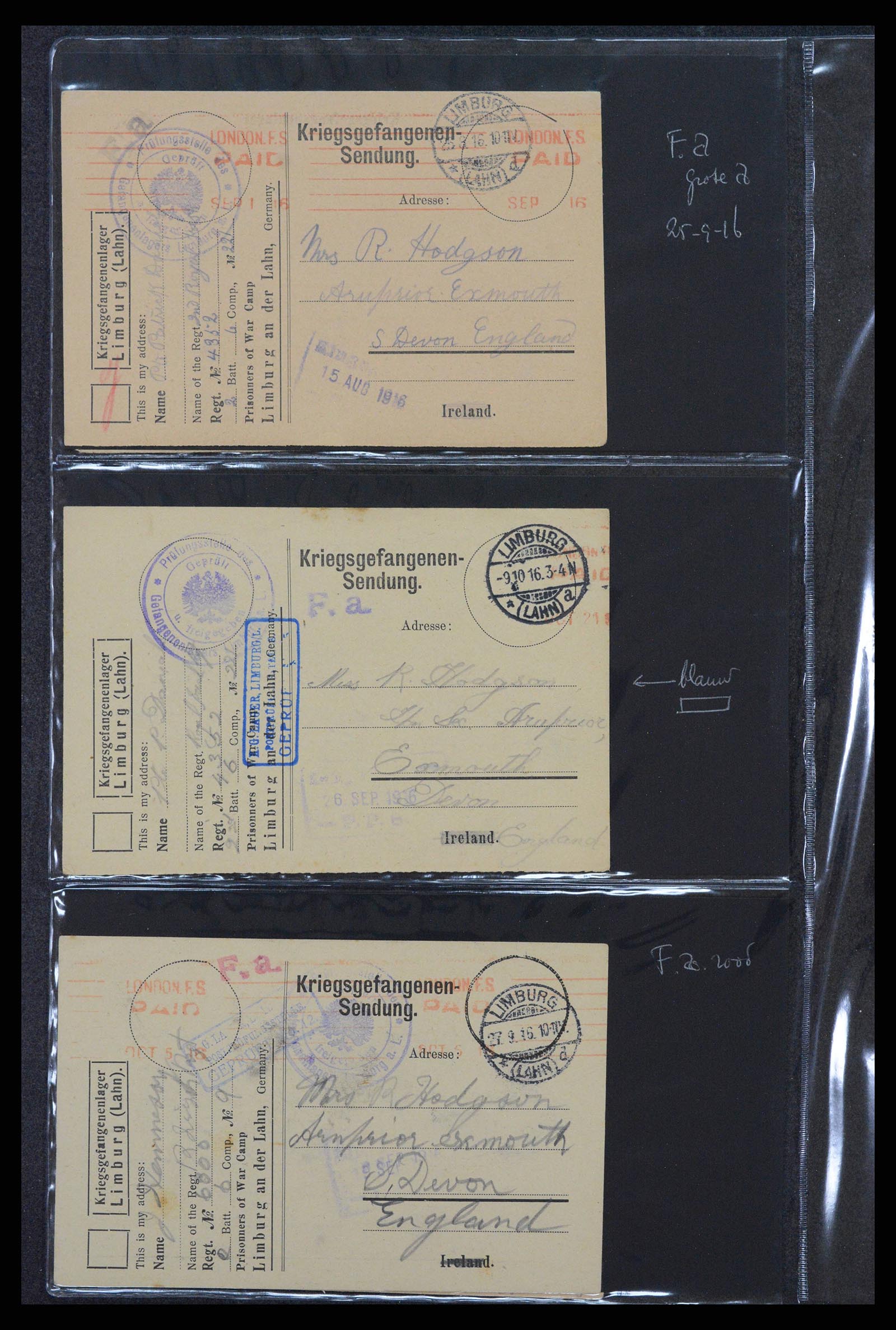 38760 0551 - Postzegelverzameling 38760 Brieven 1e wereldoorlog 1914-1918.