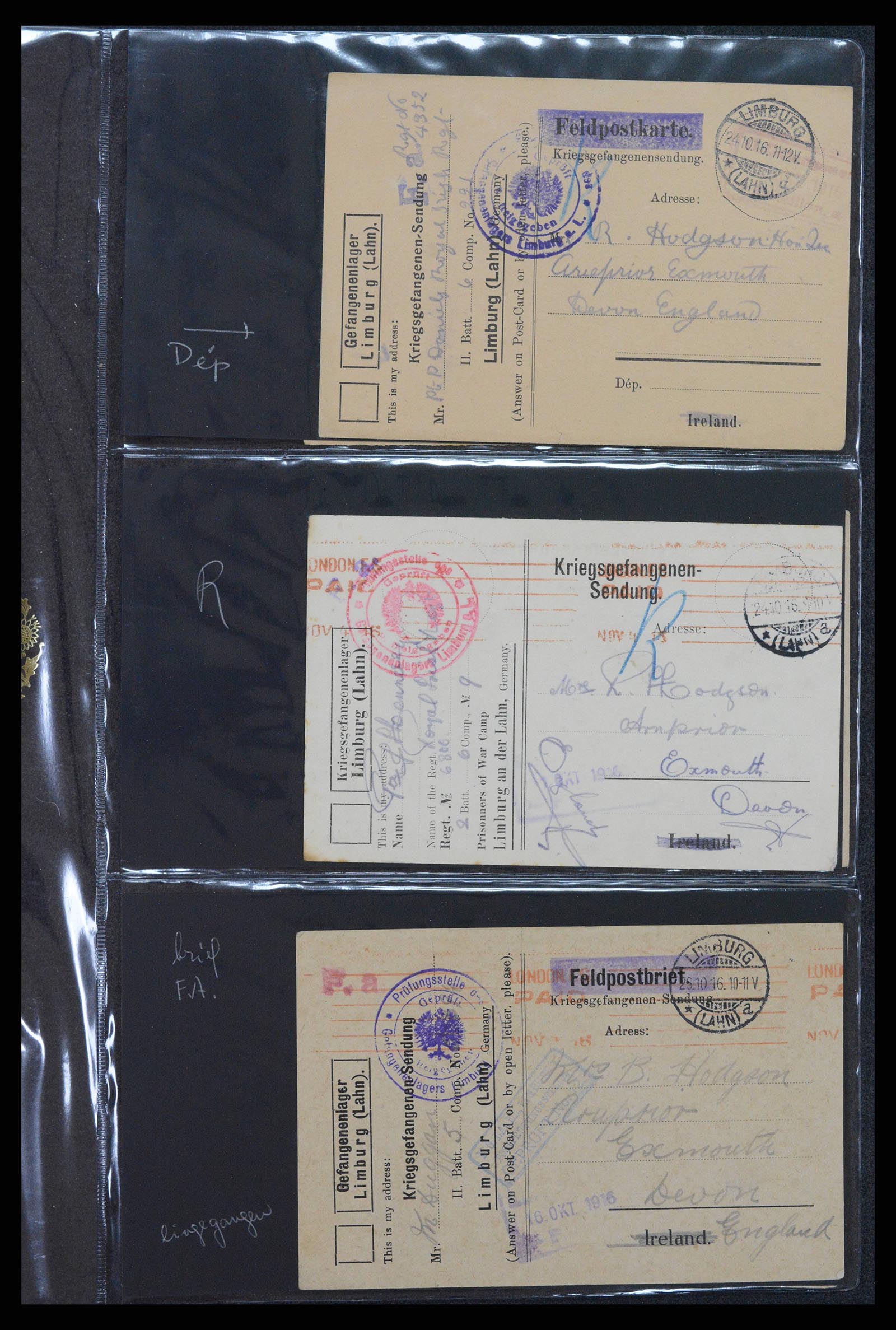 38760 0552 - Postzegelverzameling 38760 Brieven 1e wereldoorlog 1914-1918.