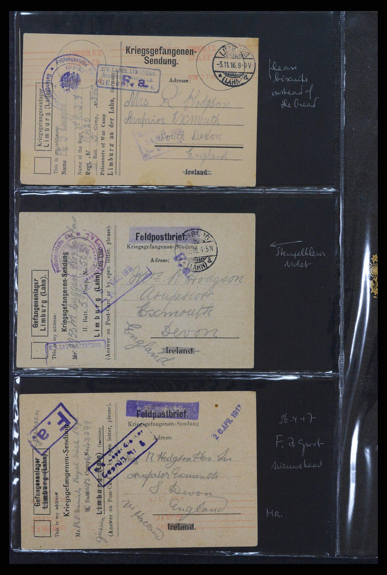 38760 0553 - Postzegelverzameling 38760 Brieven 1e wereldoorlog 1914-1918.
