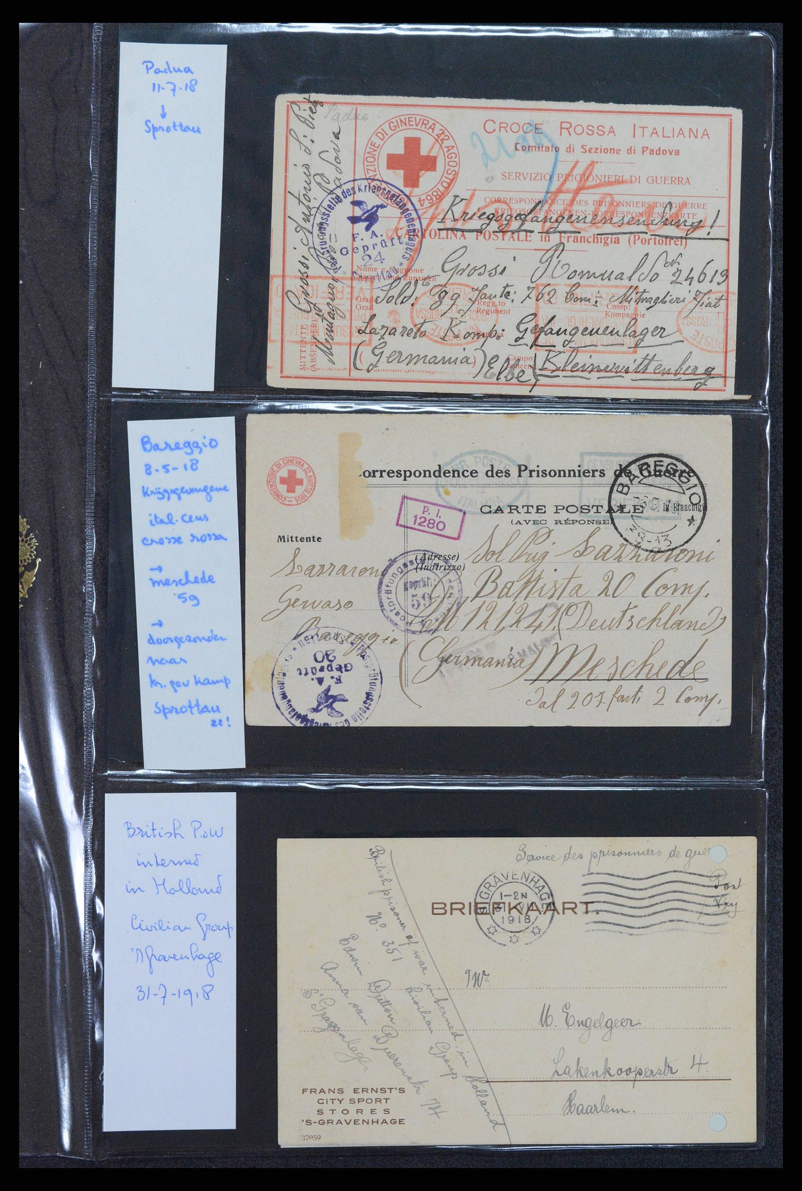 38760 0556 - Postzegelverzameling 38760 Brieven 1e wereldoorlog 1914-1918.
