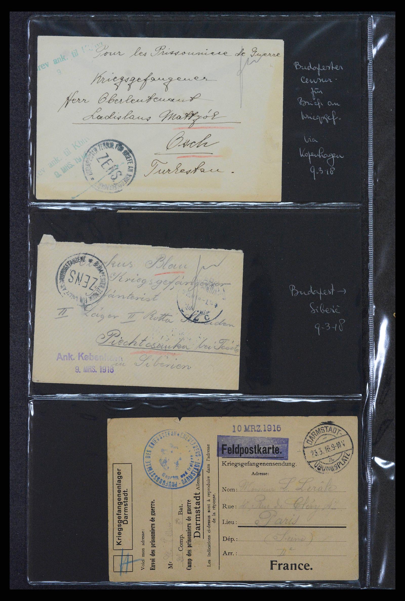 38760 0569 - Postzegelverzameling 38760 Brieven 1e wereldoorlog 1914-1918.
