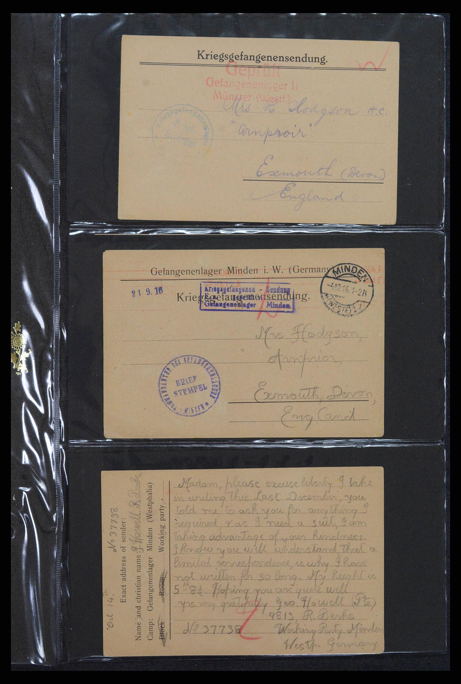 38760 0578 - Postzegelverzameling 38760 Brieven 1e wereldoorlog 1914-1918.