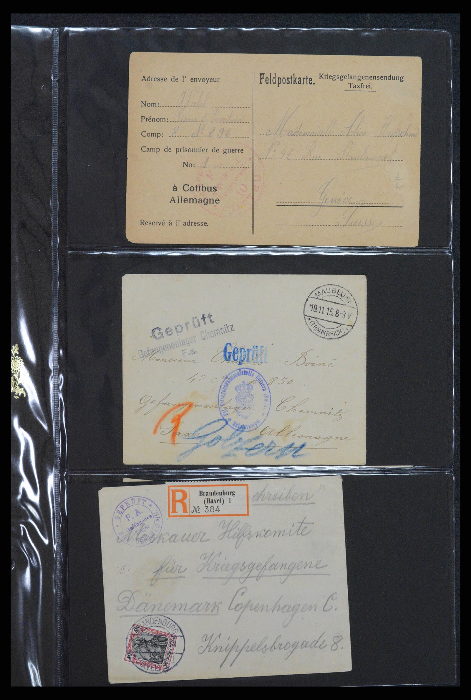38760 0586 - Postzegelverzameling 38760 Brieven 1e wereldoorlog 1914-1918.