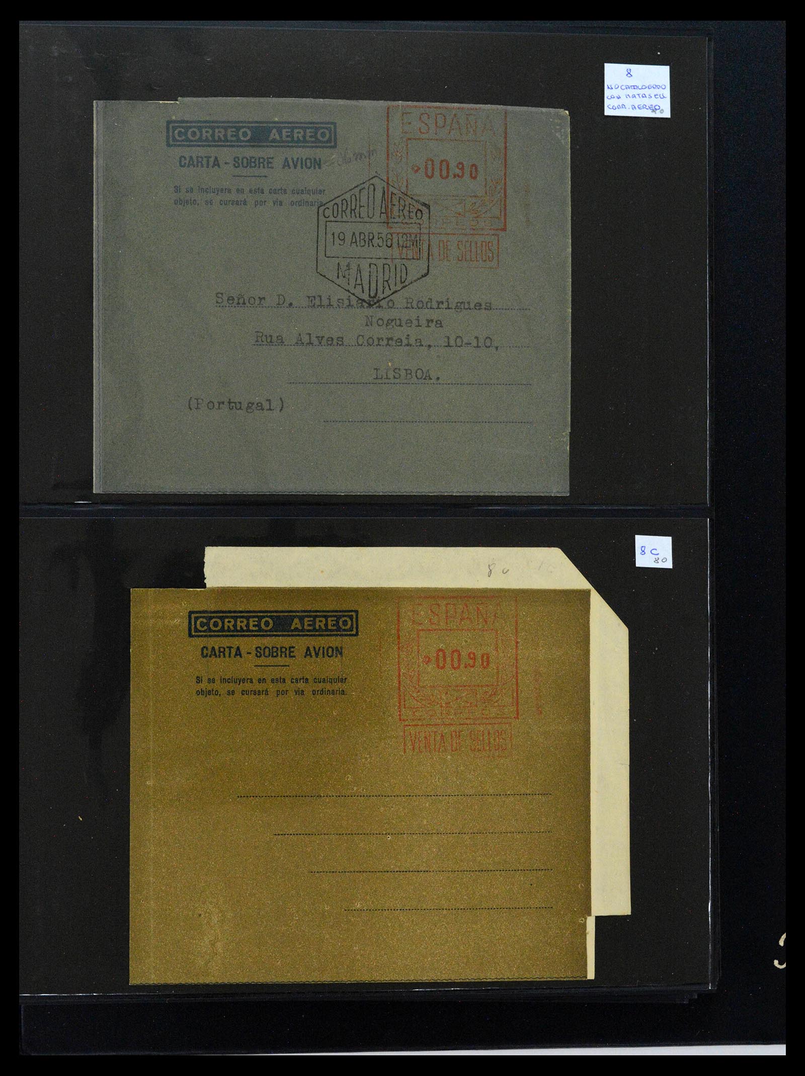 38764 0005 - Postzegelverzameling 38764 Spanje aerogrammen 1940-1986.