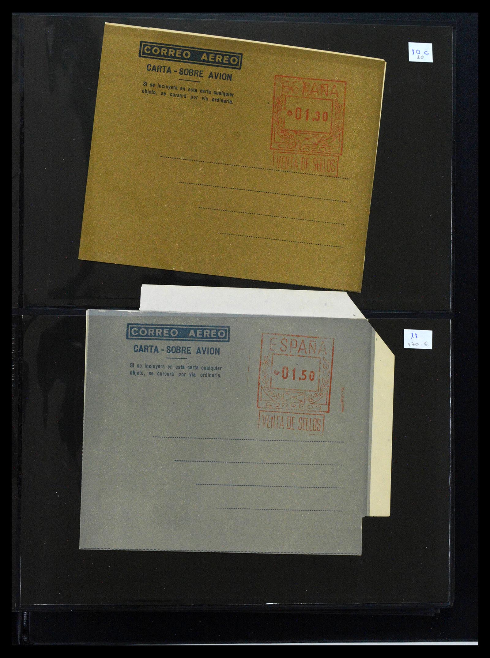 38764 0007 - Postzegelverzameling 38764 Spanje aerogrammen 1940-1986.