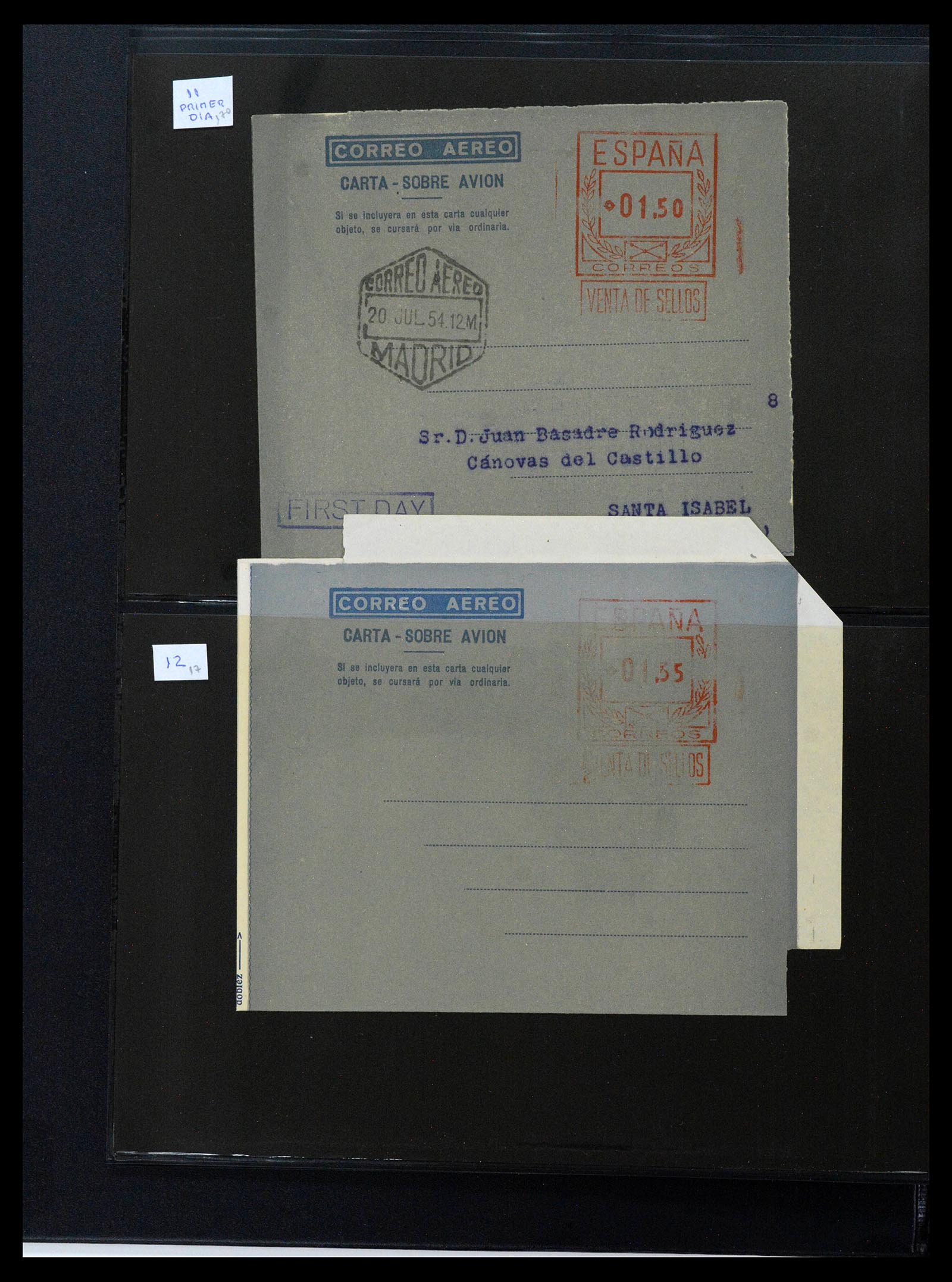 38764 0008 - Postzegelverzameling 38764 Spanje aerogrammen 1940-1986.