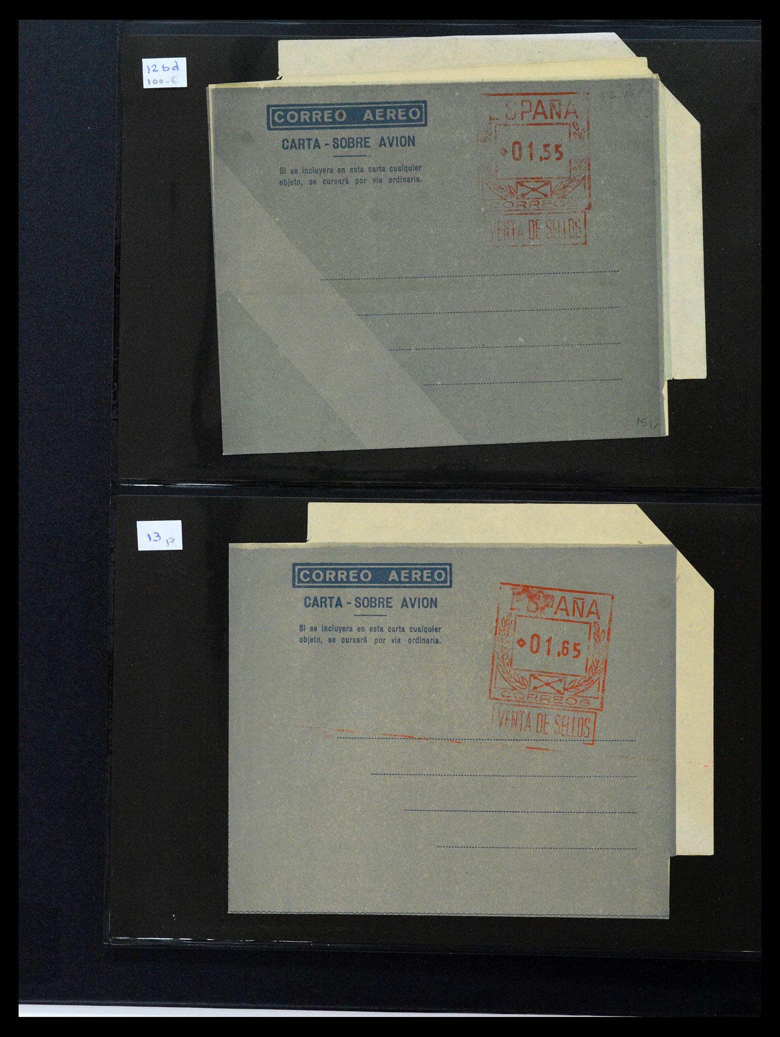 38764 0010 - Postzegelverzameling 38764 Spanje aerogrammen 1940-1986.