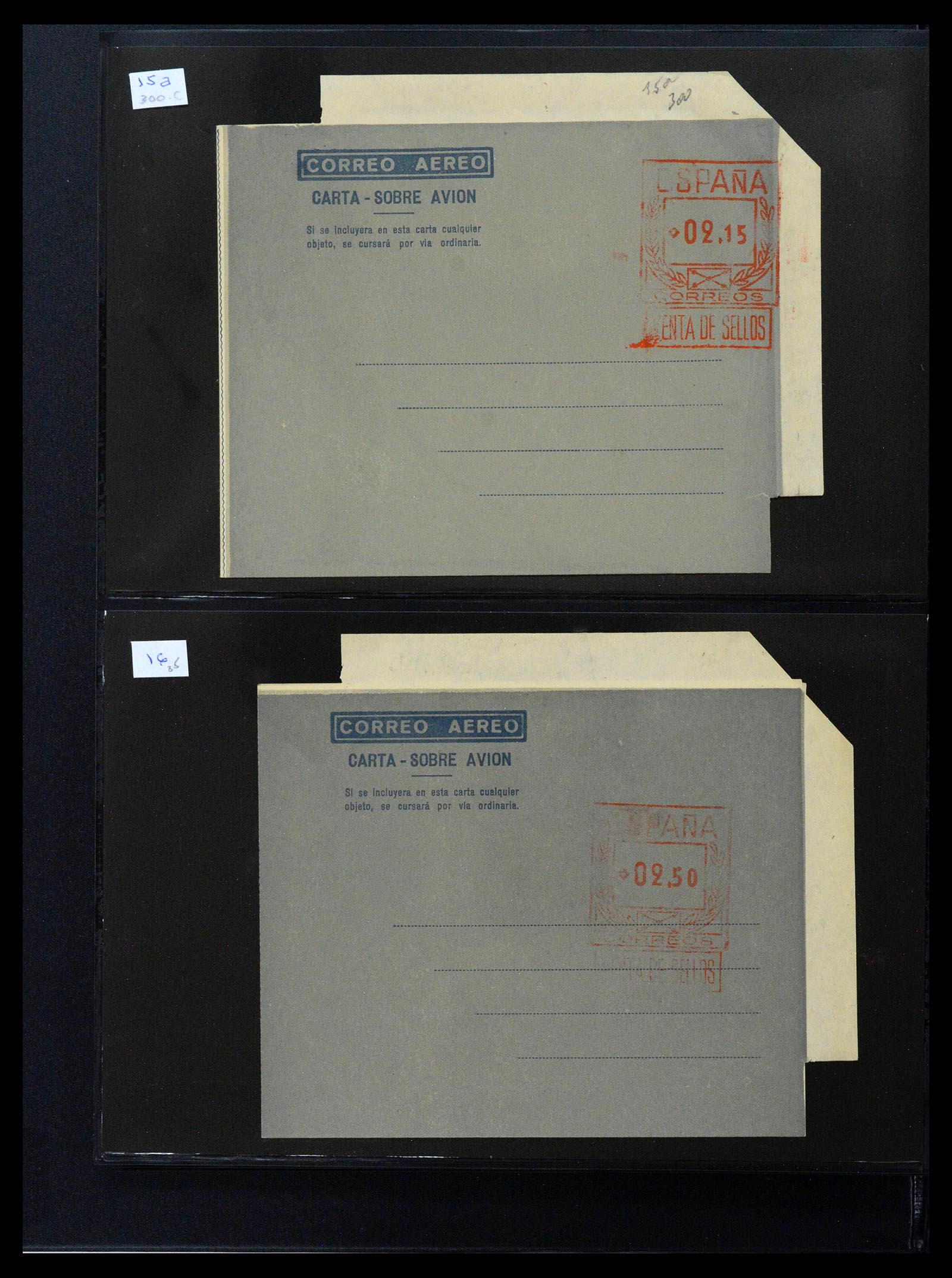 38764 0014 - Postzegelverzameling 38764 Spanje aerogrammen 1940-1986.
