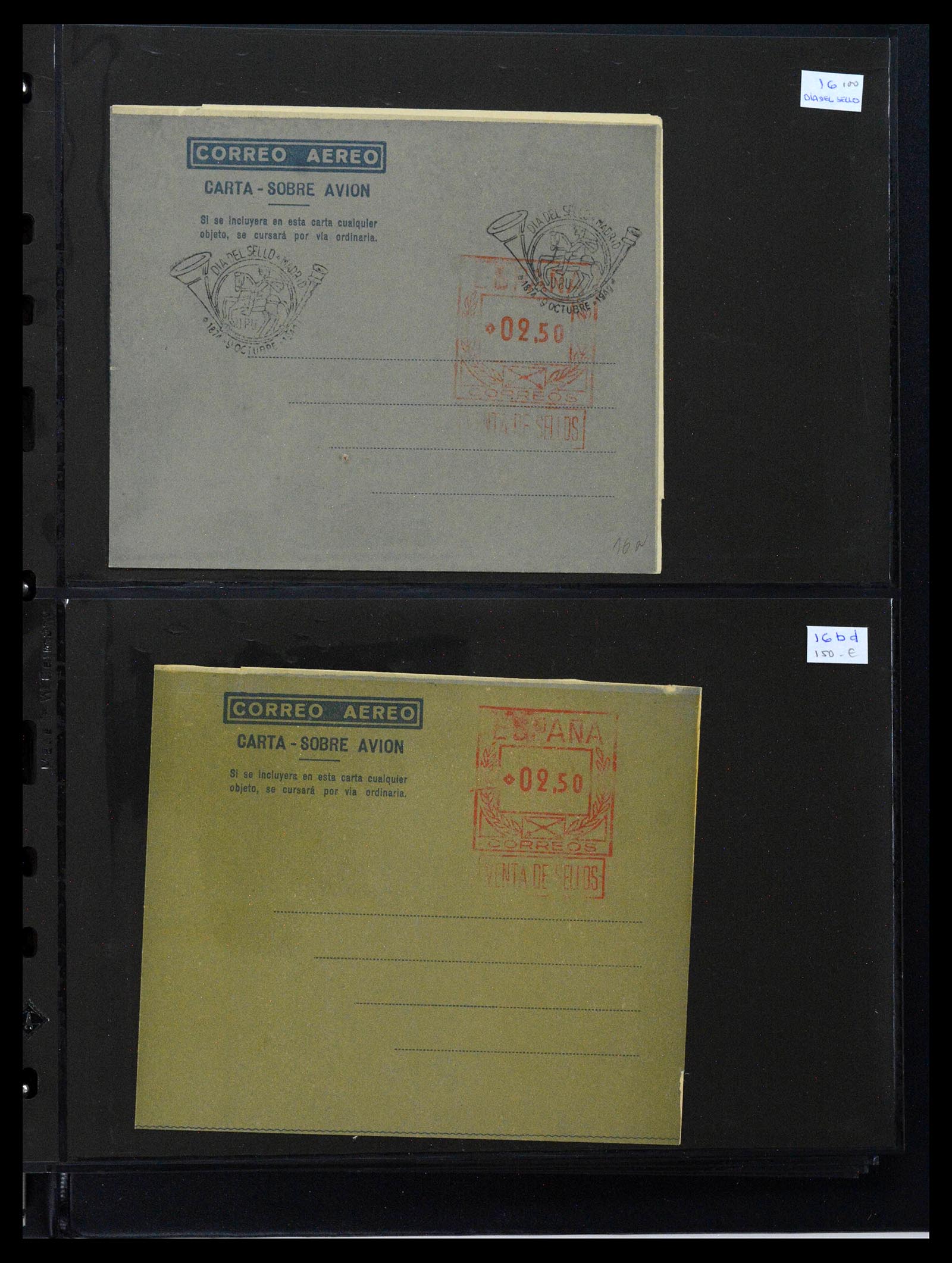 38764 0015 - Postzegelverzameling 38764 Spanje aerogrammen 1940-1986.