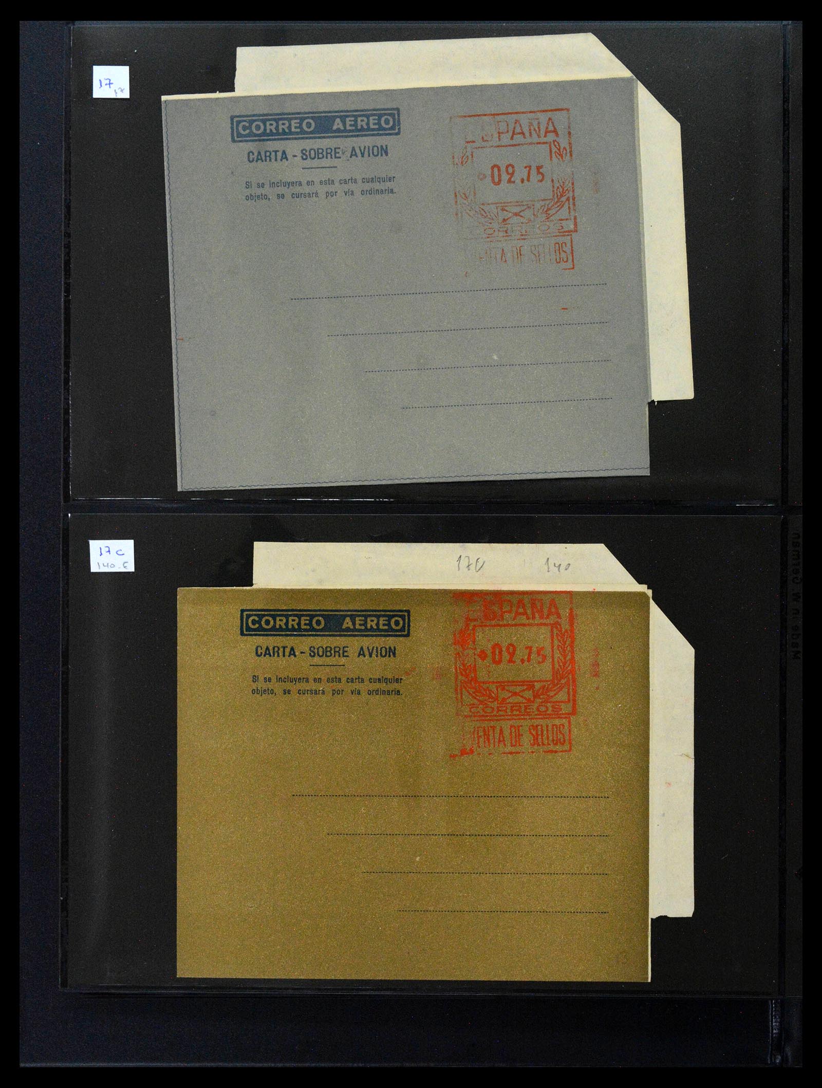 38764 0016 - Postzegelverzameling 38764 Spanje aerogrammen 1940-1986.