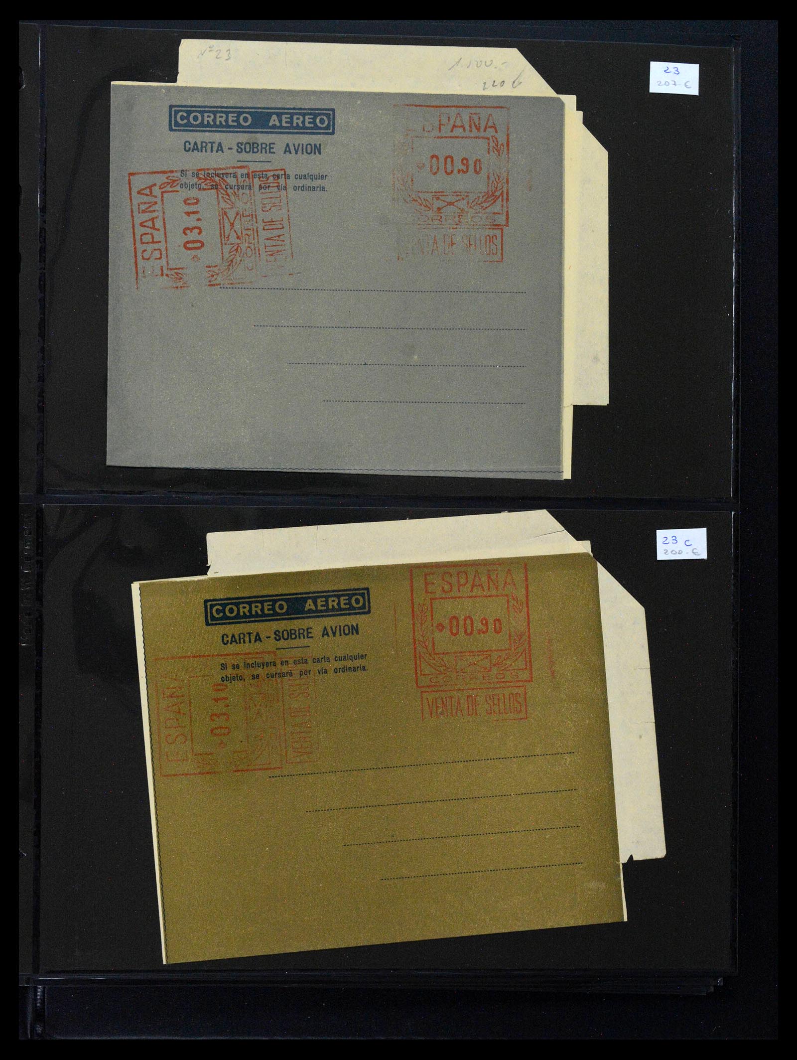 38764 0019 - Postzegelverzameling 38764 Spanje aerogrammen 1940-1986.