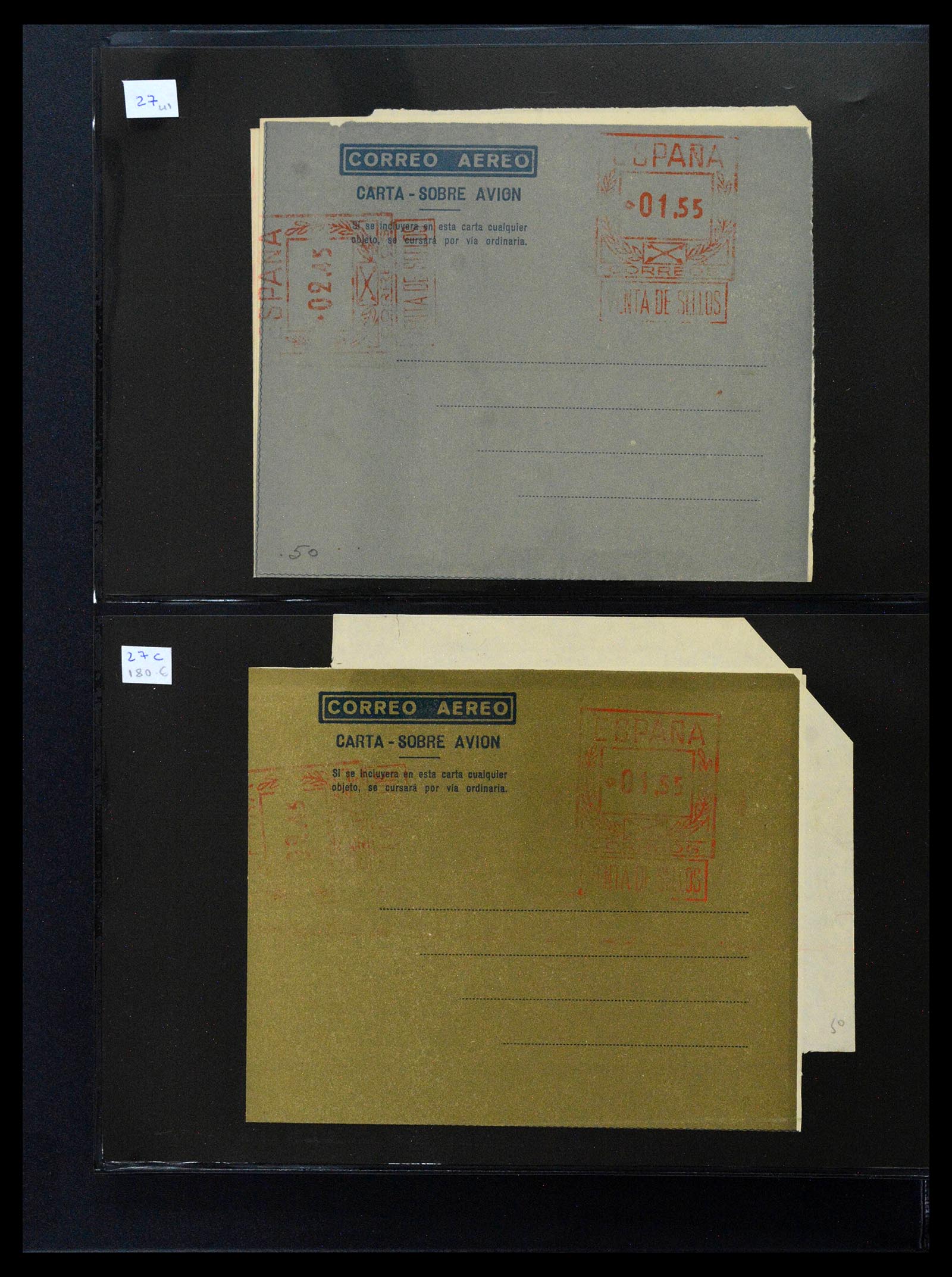 38764 0022 - Postzegelverzameling 38764 Spanje aerogrammen 1940-1986.