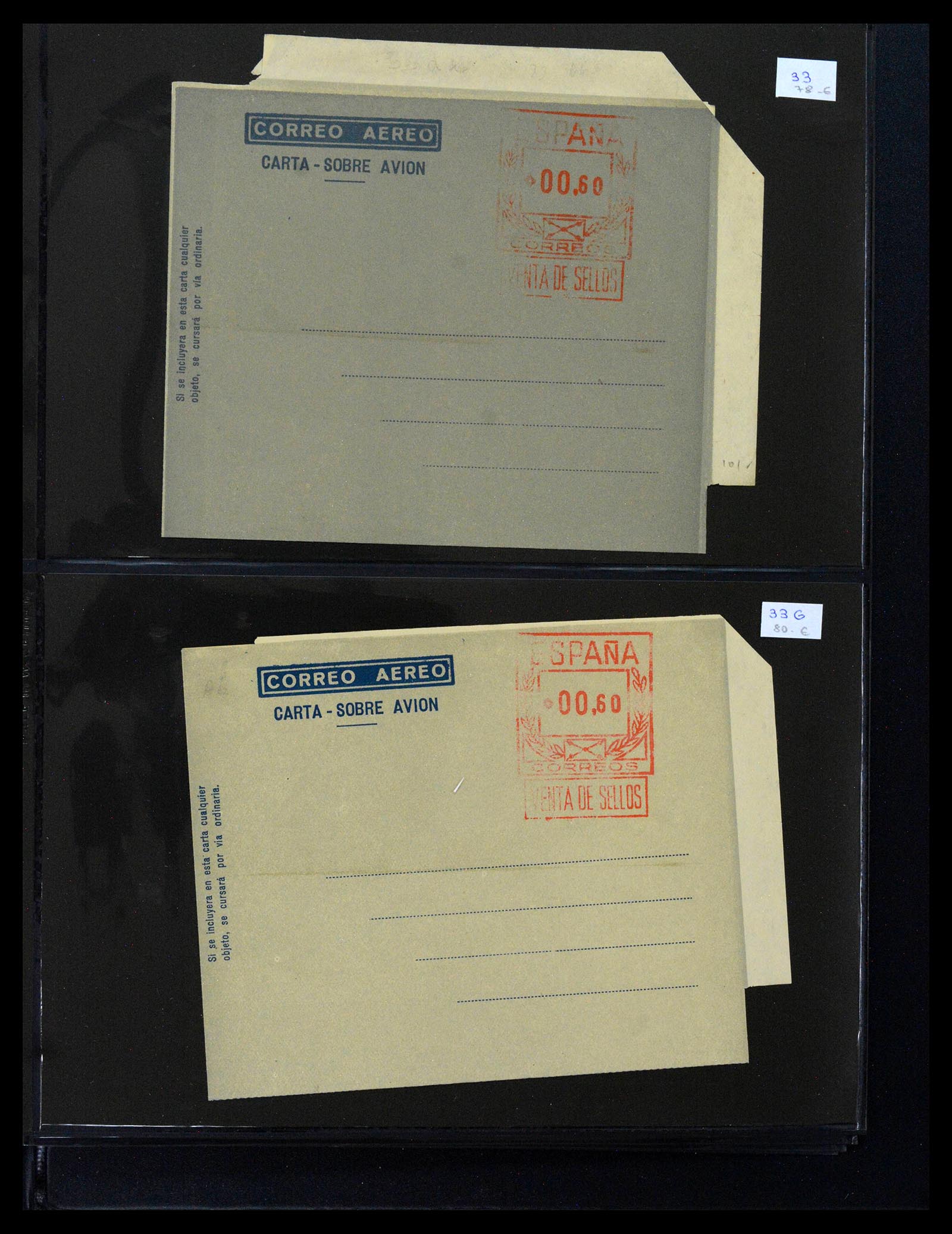 38764 0025 - Postzegelverzameling 38764 Spanje aerogrammen 1940-1986.