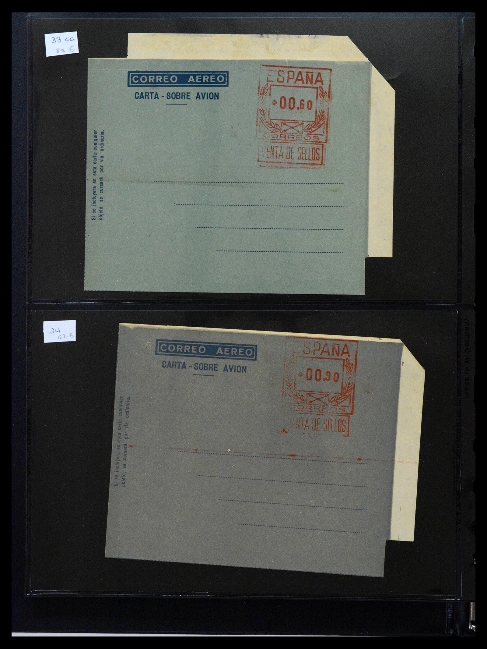 38764 0026 - Postzegelverzameling 38764 Spanje aerogrammen 1940-1986.