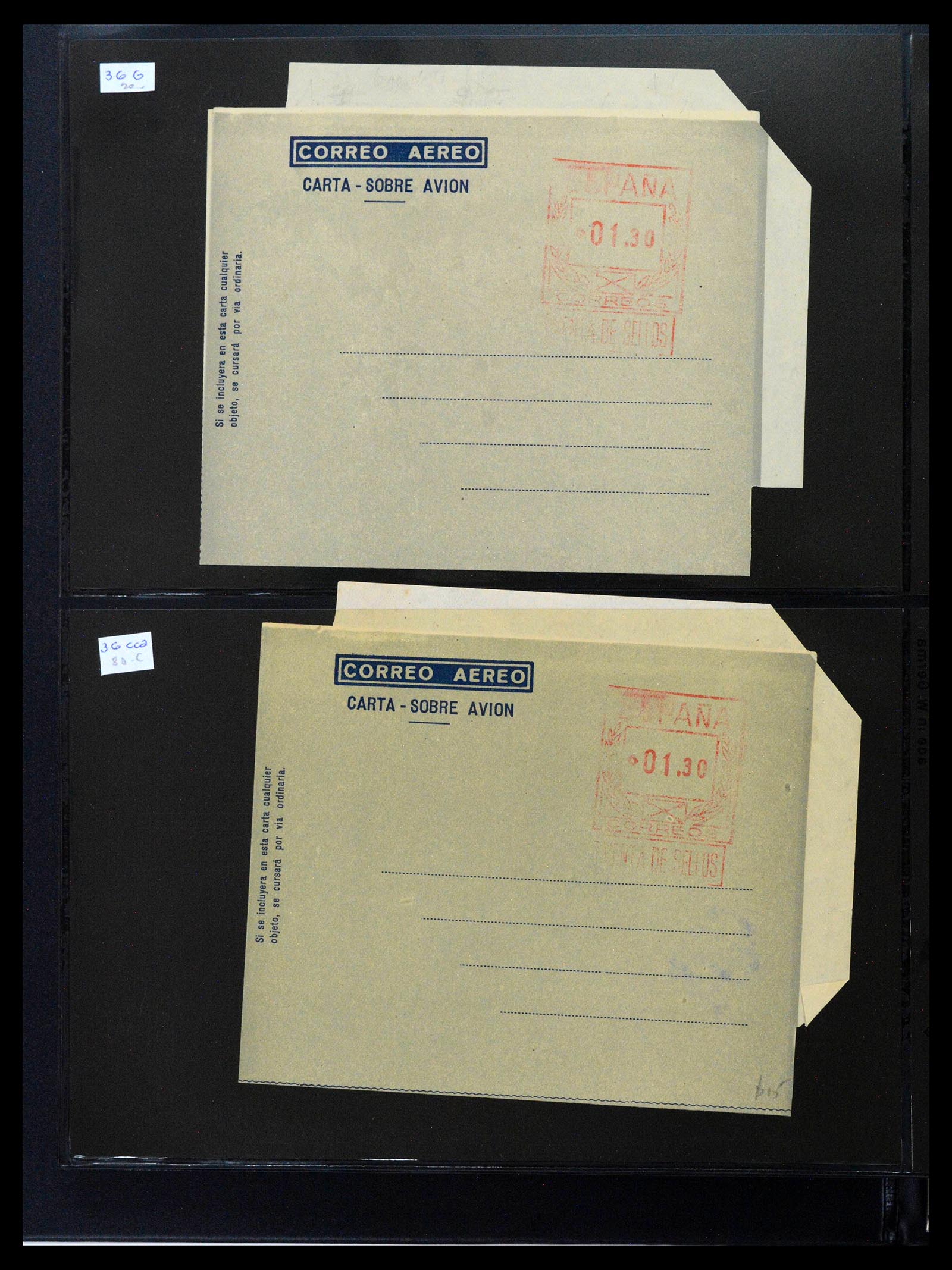 38764 0028 - Postzegelverzameling 38764 Spanje aerogrammen 1940-1986.