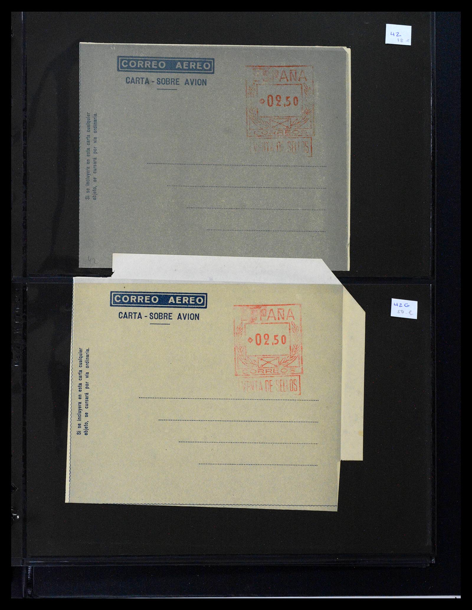 38764 0031 - Postzegelverzameling 38764 Spanje aerogrammen 1940-1986.