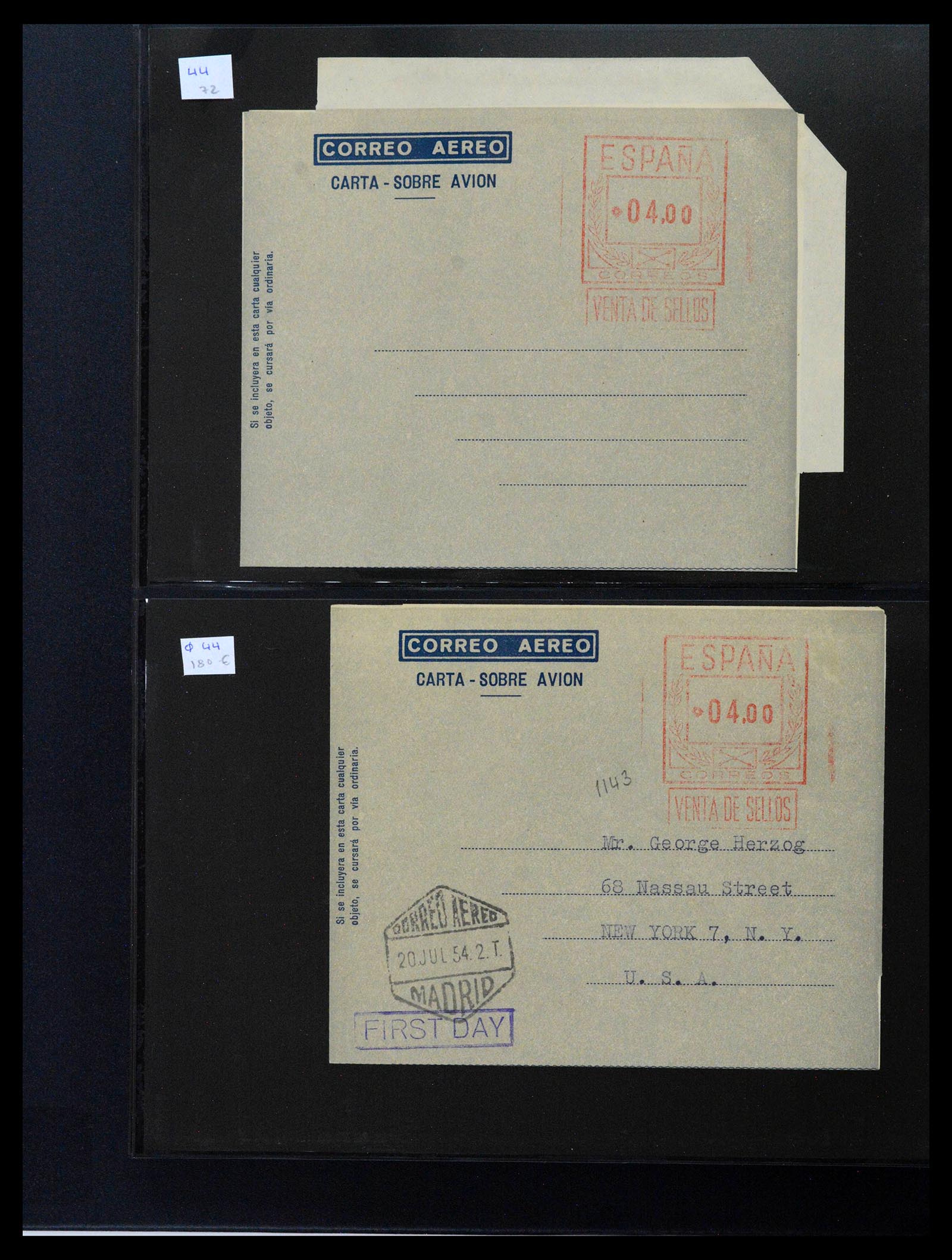 38764 0032 - Postzegelverzameling 38764 Spanje aerogrammen 1940-1986.