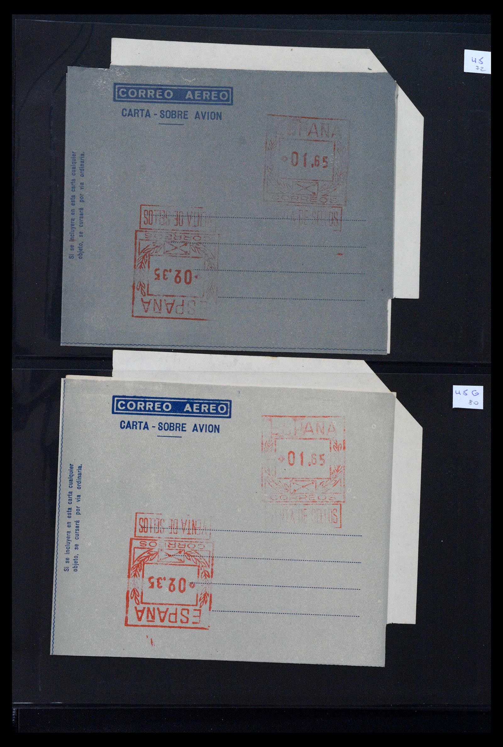 38764 0033 - Postzegelverzameling 38764 Spanje aerogrammen 1940-1986.