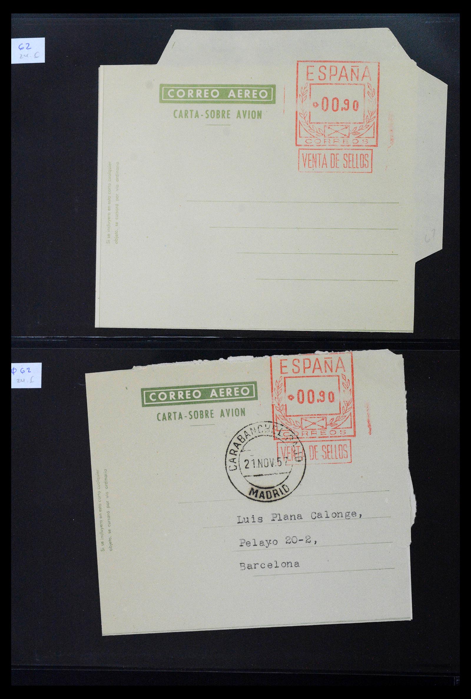 38764 0036 - Postzegelverzameling 38764 Spanje aerogrammen 1940-1986.