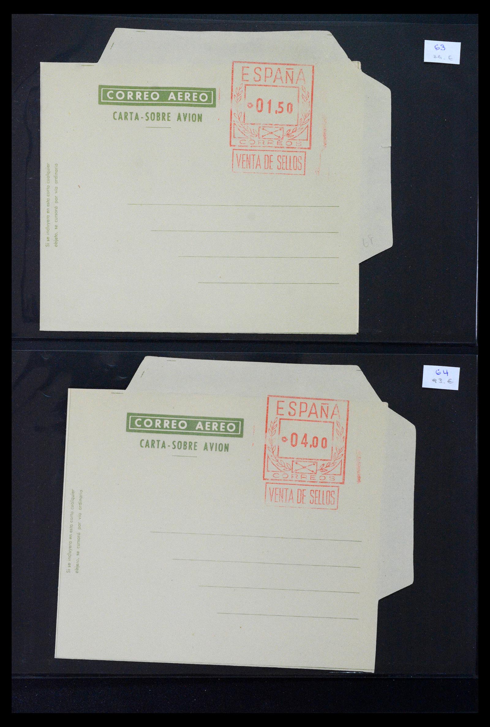 38764 0037 - Postzegelverzameling 38764 Spanje aerogrammen 1940-1986.