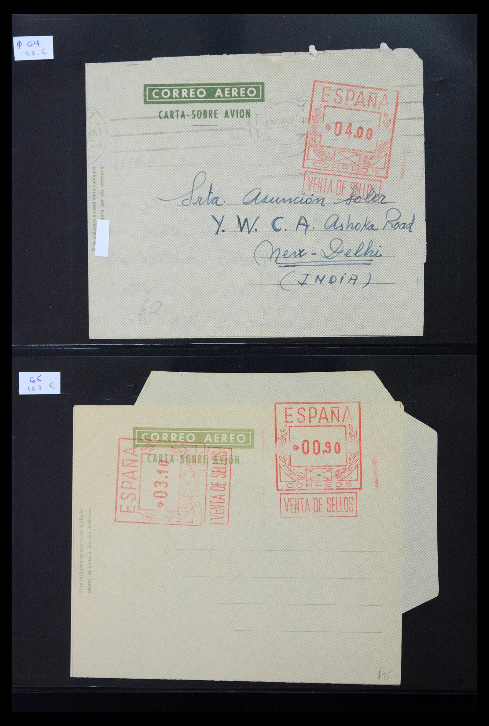 38764 0038 - Postzegelverzameling 38764 Spanje aerogrammen 1940-1986.