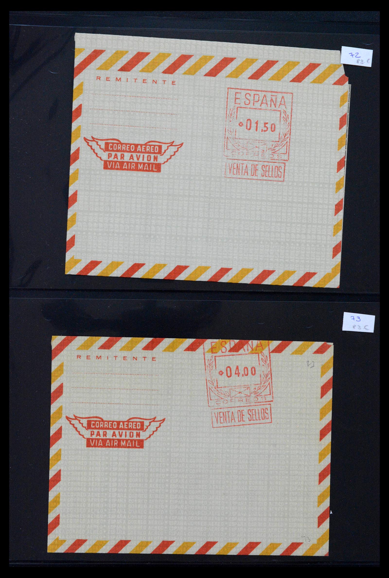 38764 0039 - Postzegelverzameling 38764 Spanje aerogrammen 1940-1986.