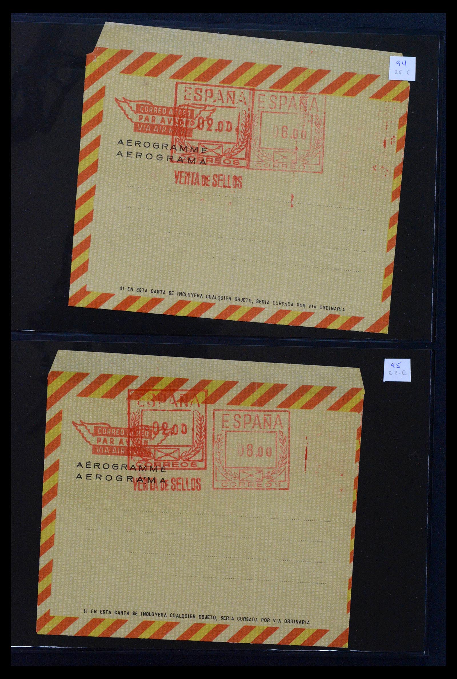 38764 0047 - Postzegelverzameling 38764 Spanje aerogrammen 1940-1986.