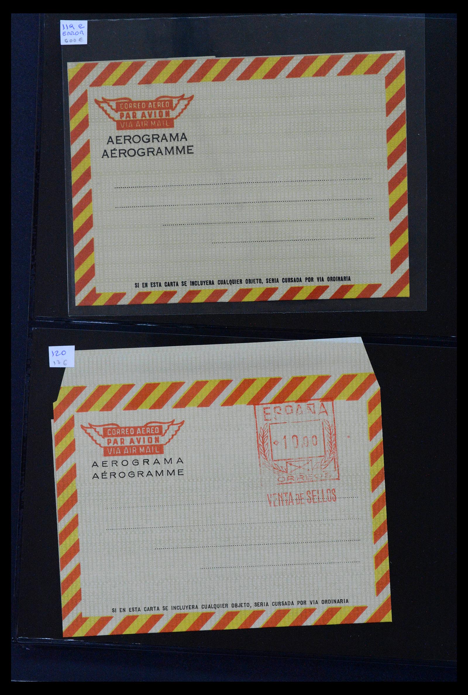 38764 0054 - Postzegelverzameling 38764 Spanje aerogrammen 1940-1986.