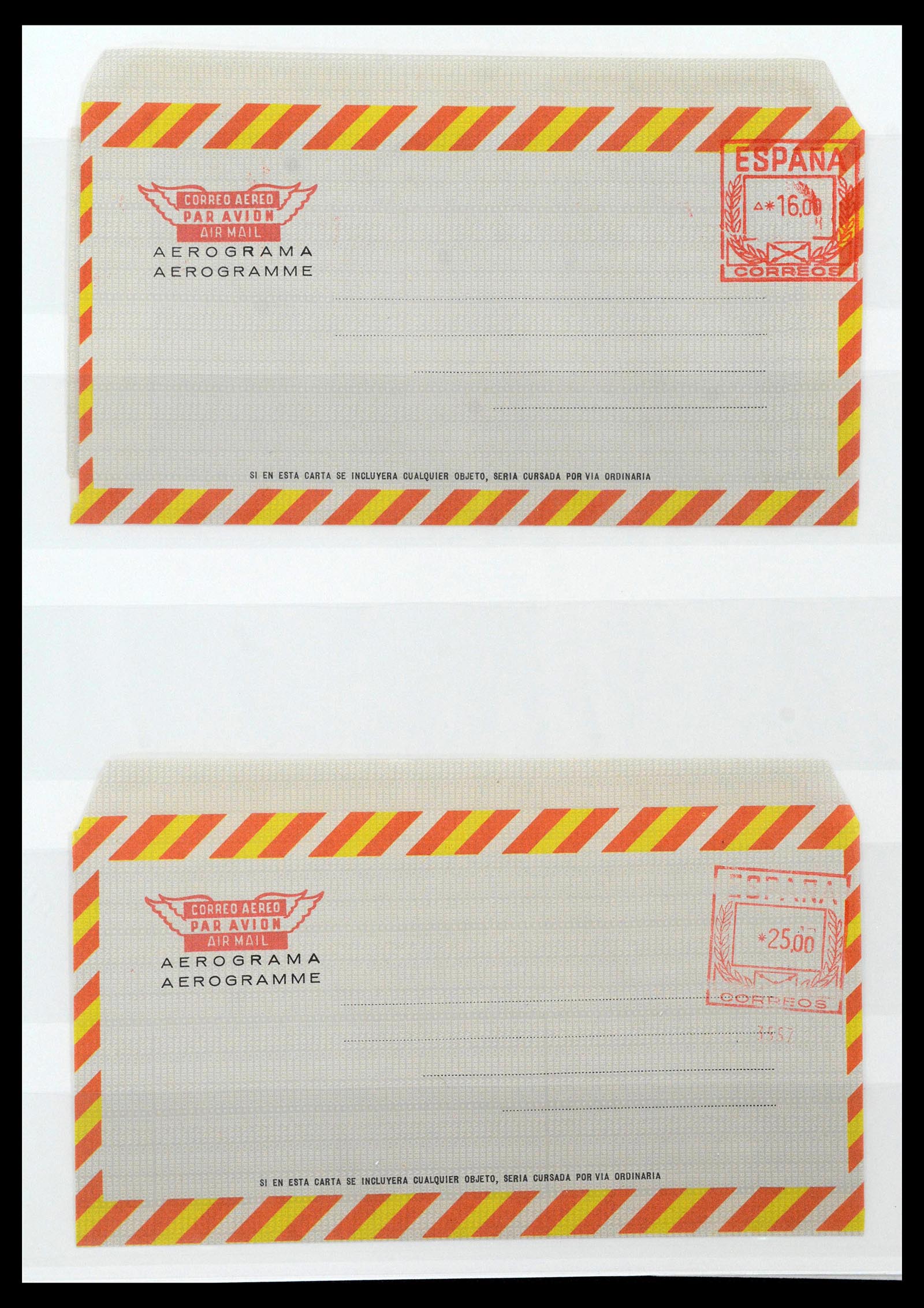 38764 0060 - Postzegelverzameling 38764 Spanje aerogrammen 1940-1986.