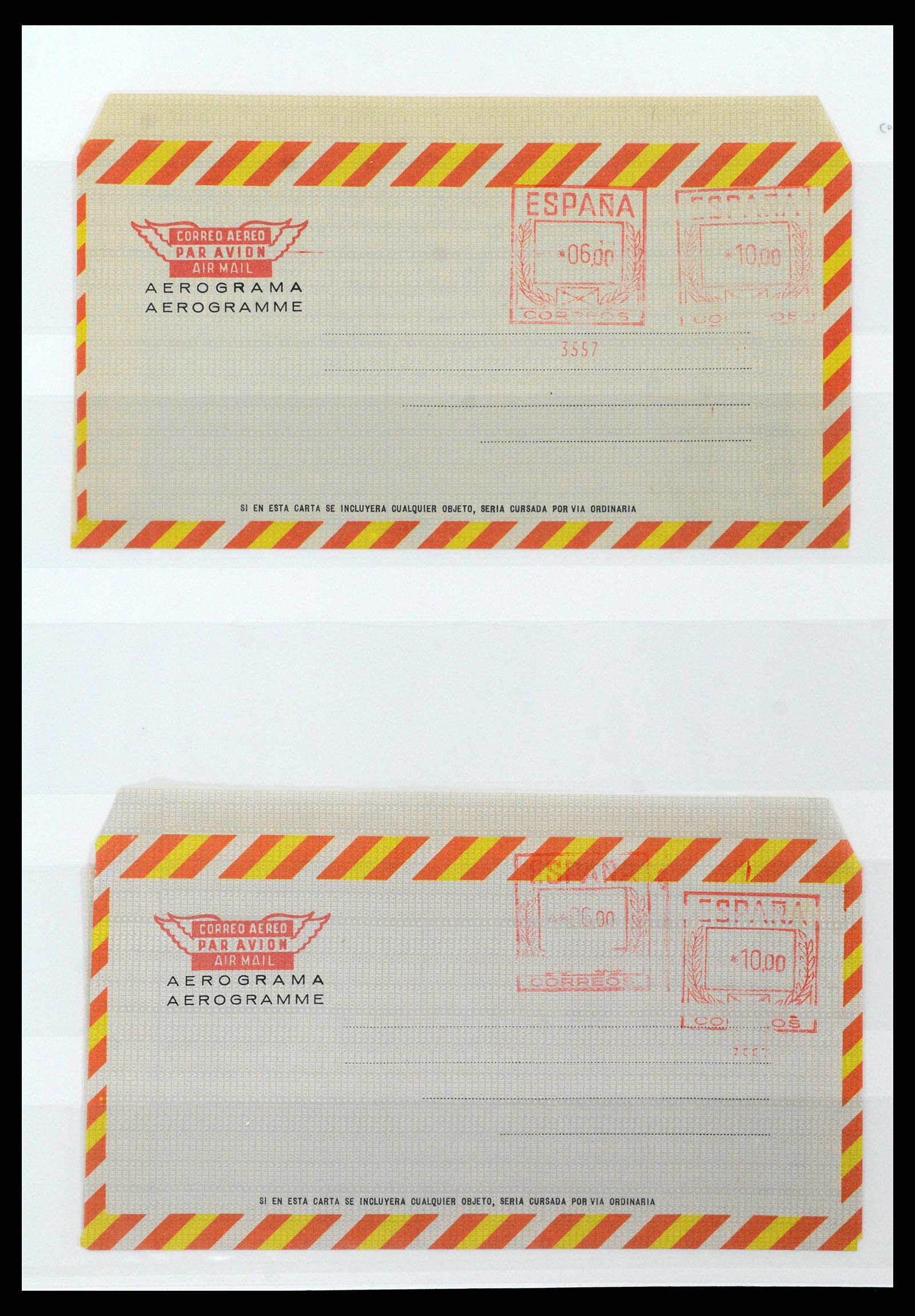 38764 0062 - Postzegelverzameling 38764 Spanje aerogrammen 1940-1986.