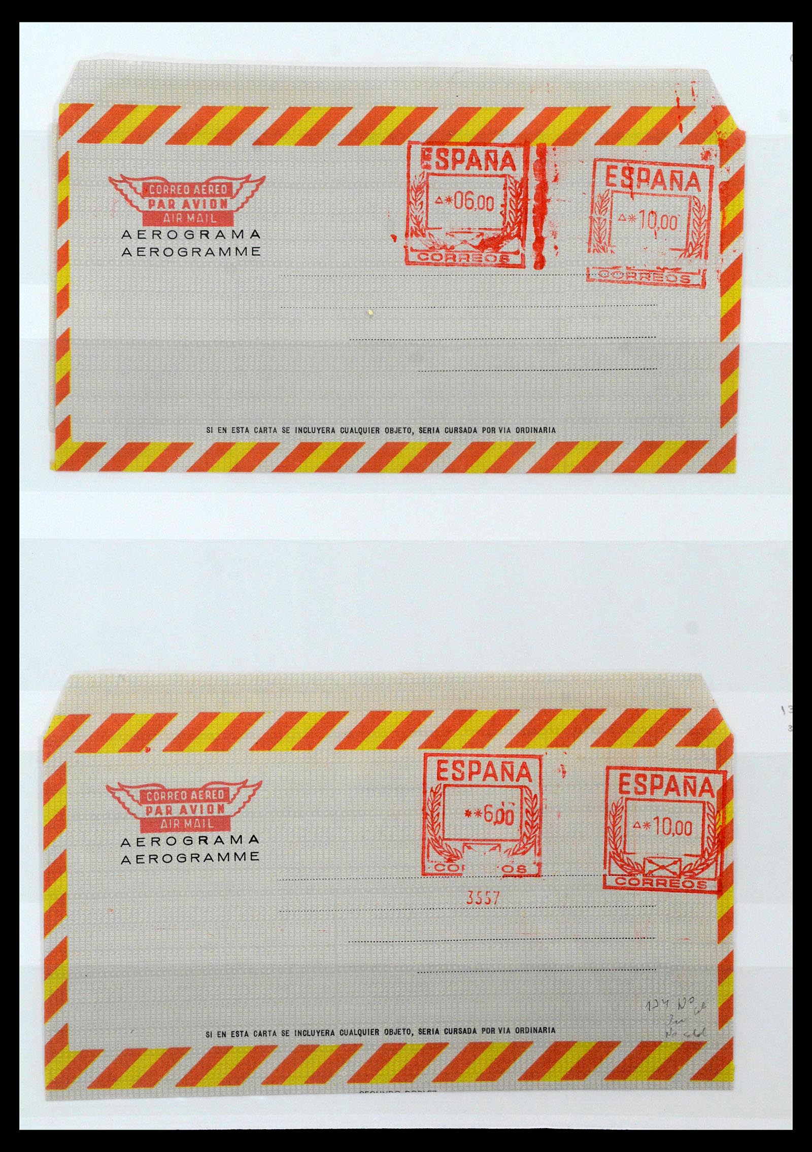 38764 0064 - Postzegelverzameling 38764 Spanje aerogrammen 1940-1986.