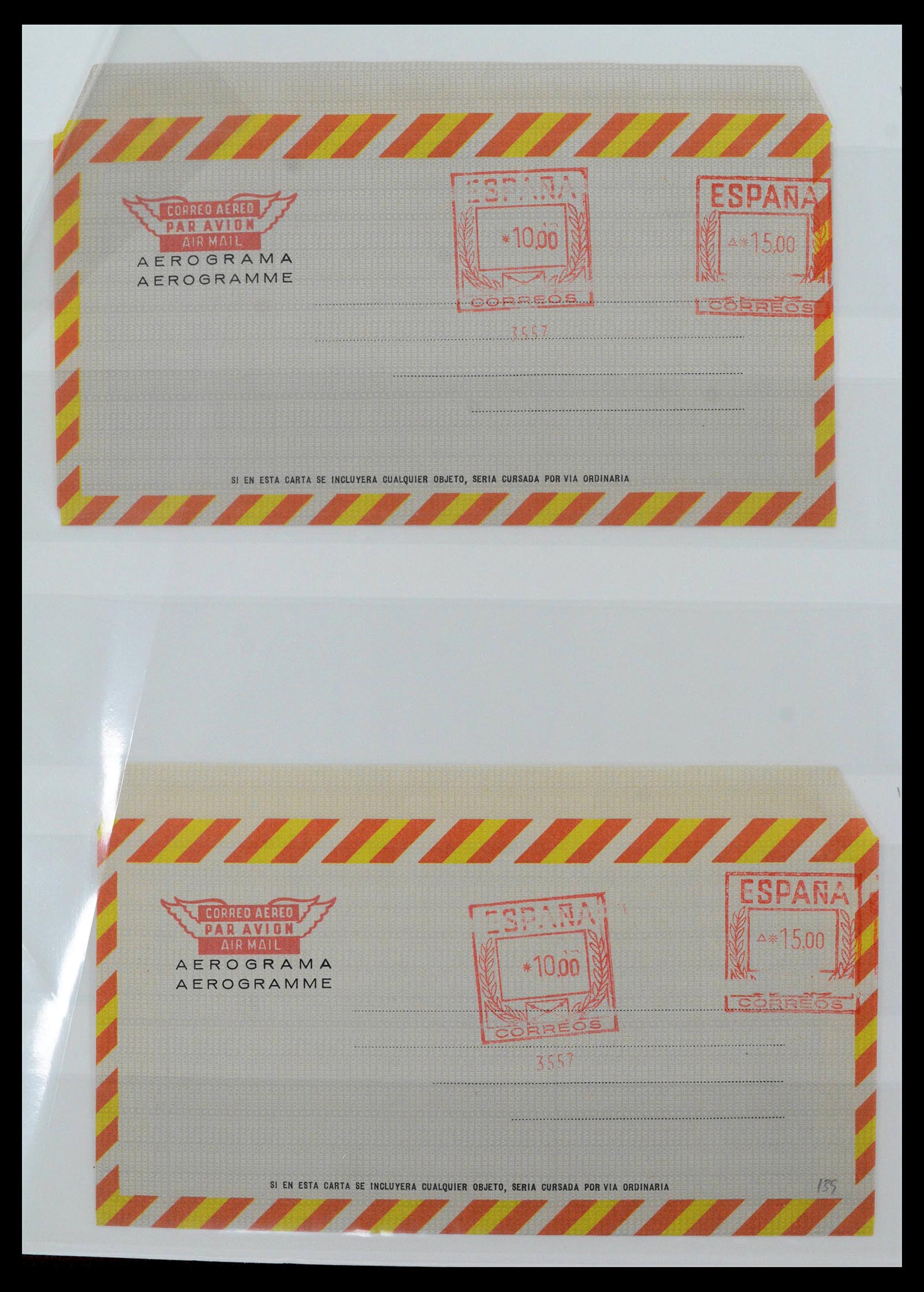 38764 0065 - Postzegelverzameling 38764 Spanje aerogrammen 1940-1986.