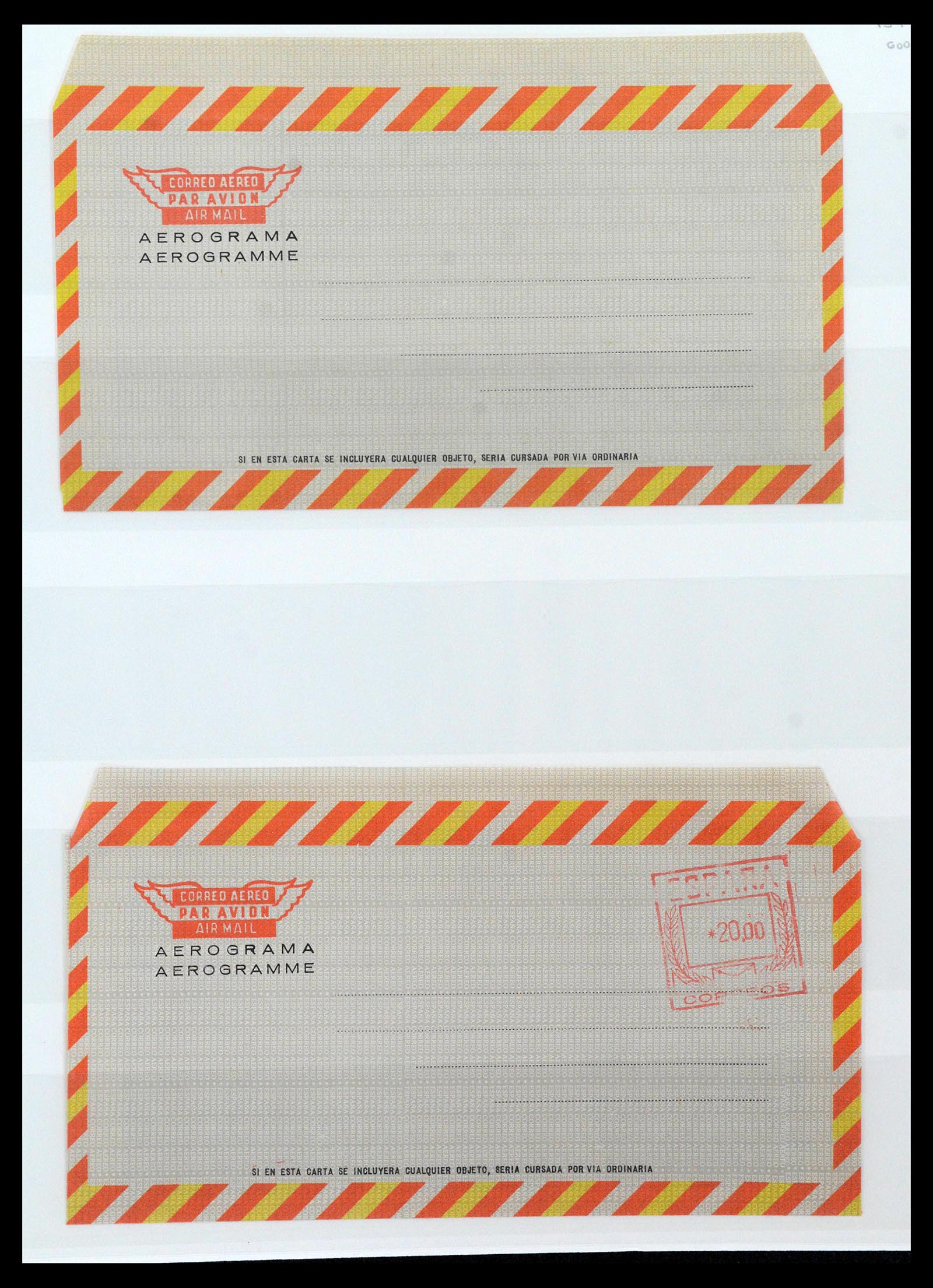 38764 0066 - Postzegelverzameling 38764 Spanje aerogrammen 1940-1986.