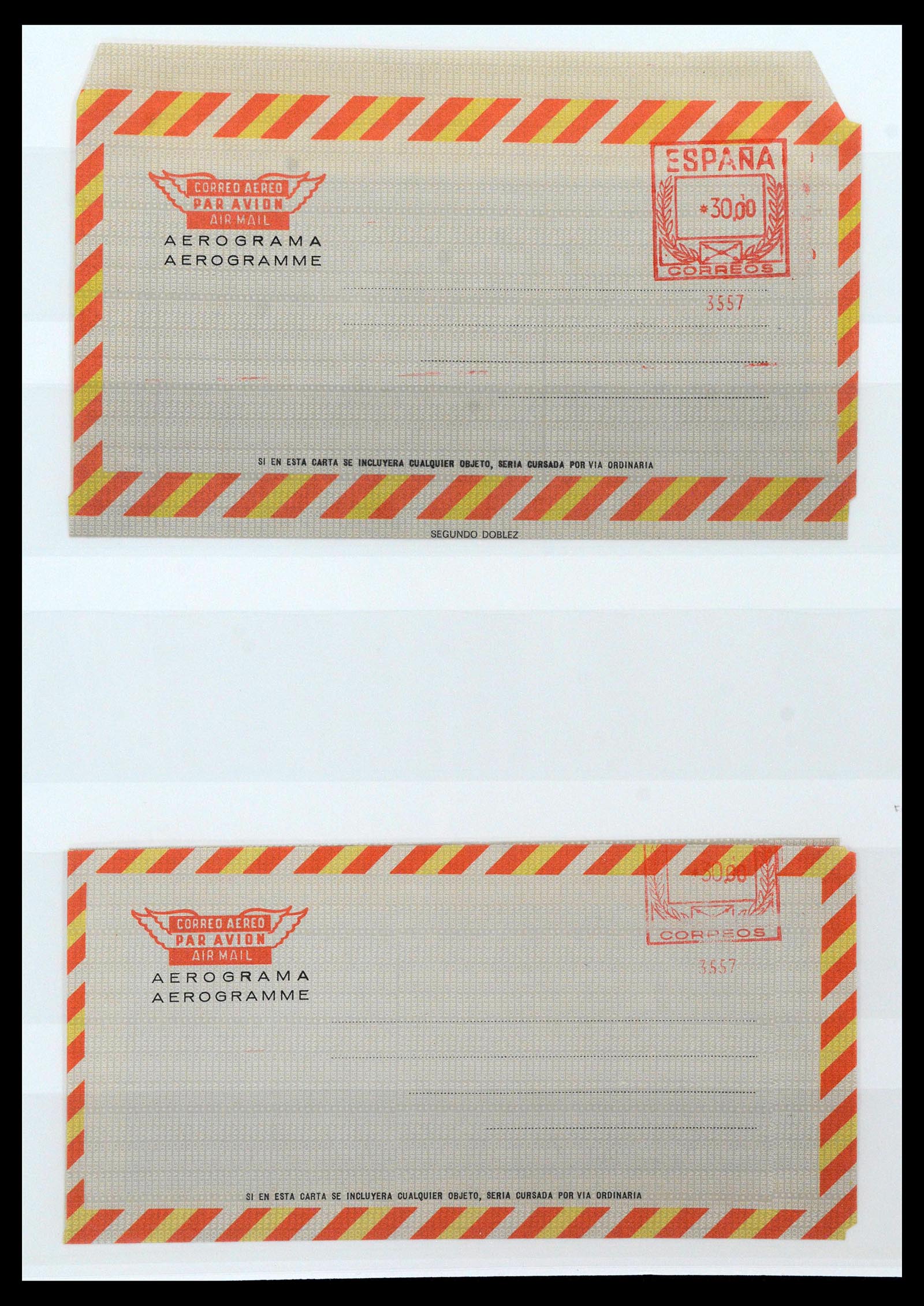 38764 0068 - Postzegelverzameling 38764 Spanje aerogrammen 1940-1986.