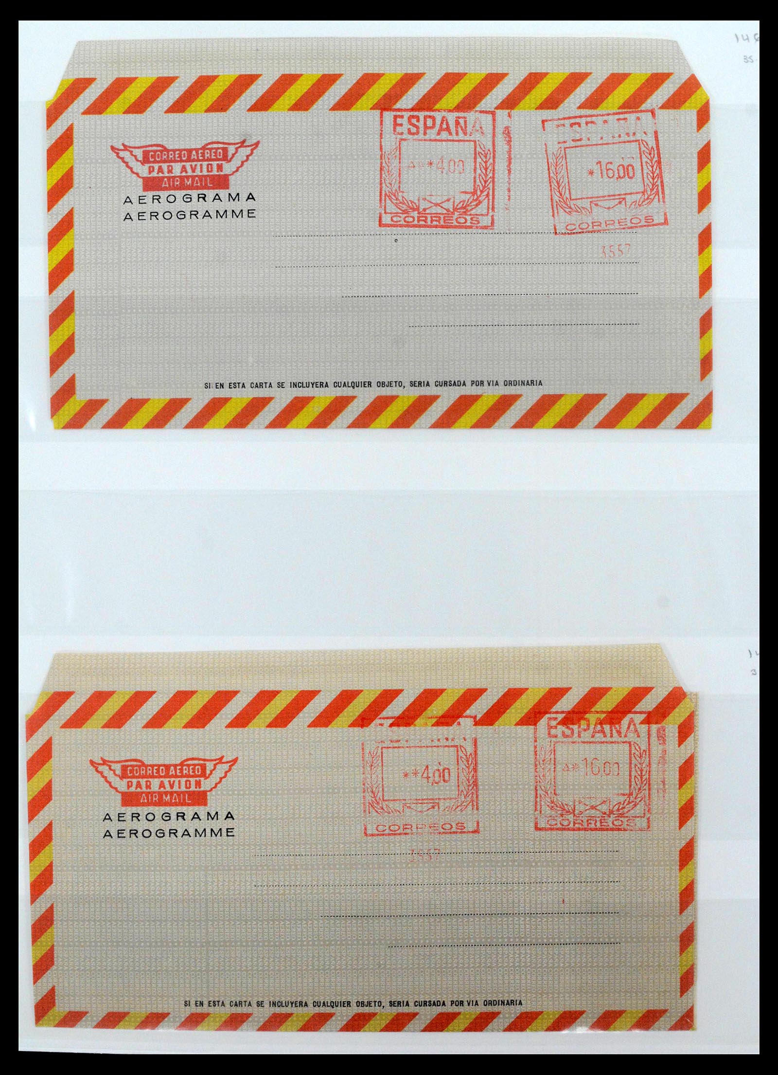 38764 0071 - Postzegelverzameling 38764 Spanje aerogrammen 1940-1986.