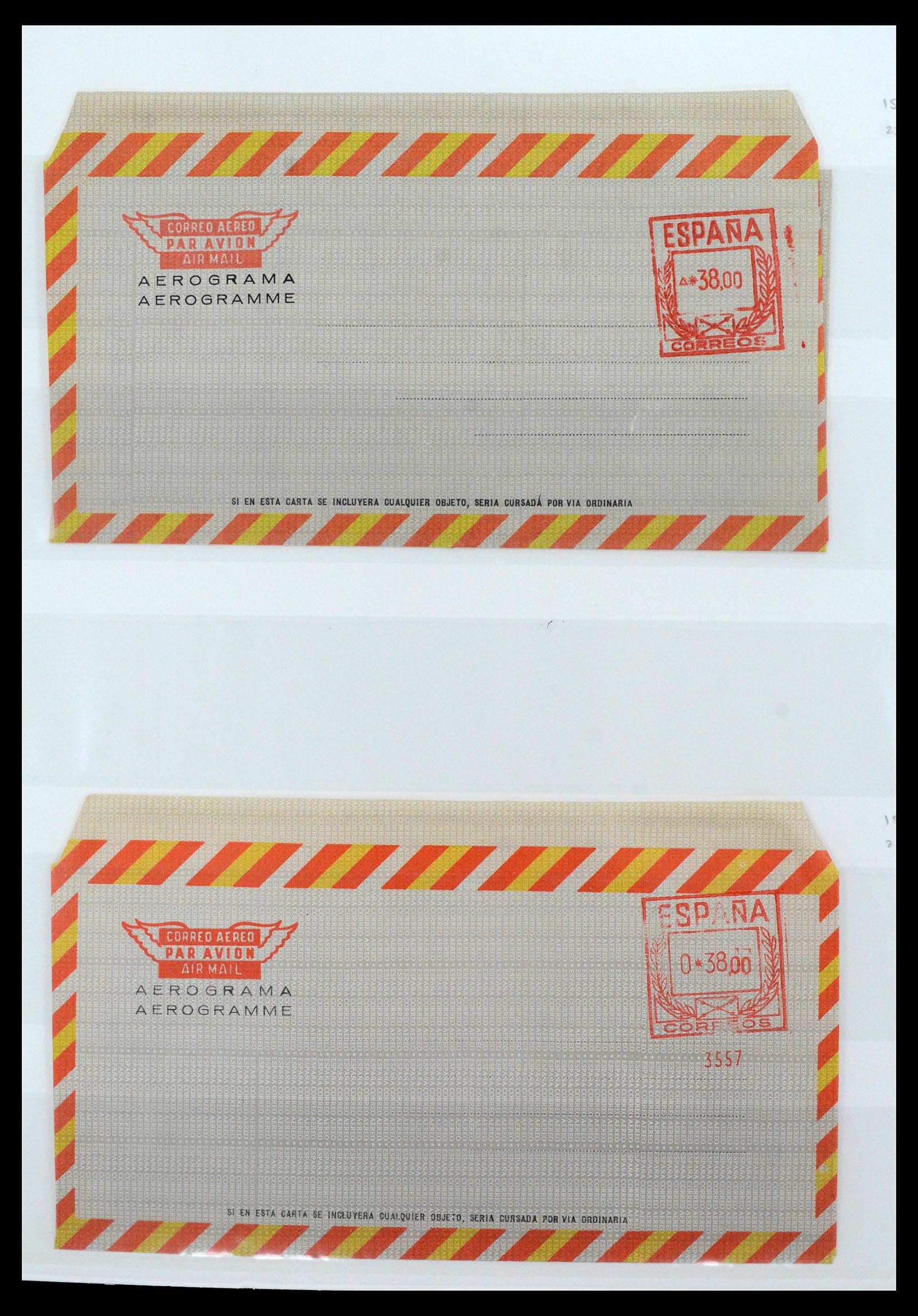 38764 0073 - Postzegelverzameling 38764 Spanje aerogrammen 1940-1986.