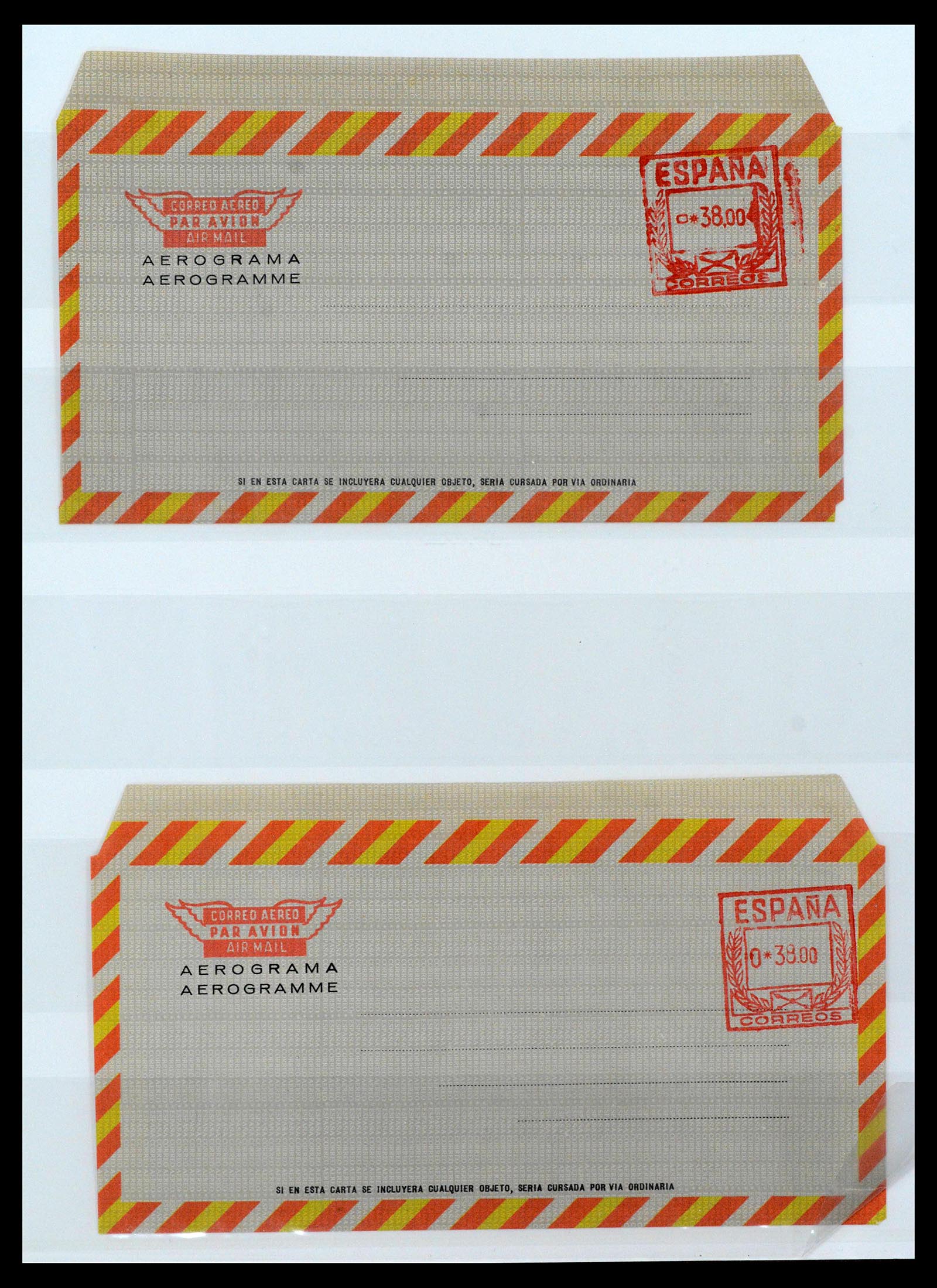 38764 0074 - Postzegelverzameling 38764 Spanje aerogrammen 1940-1986.
