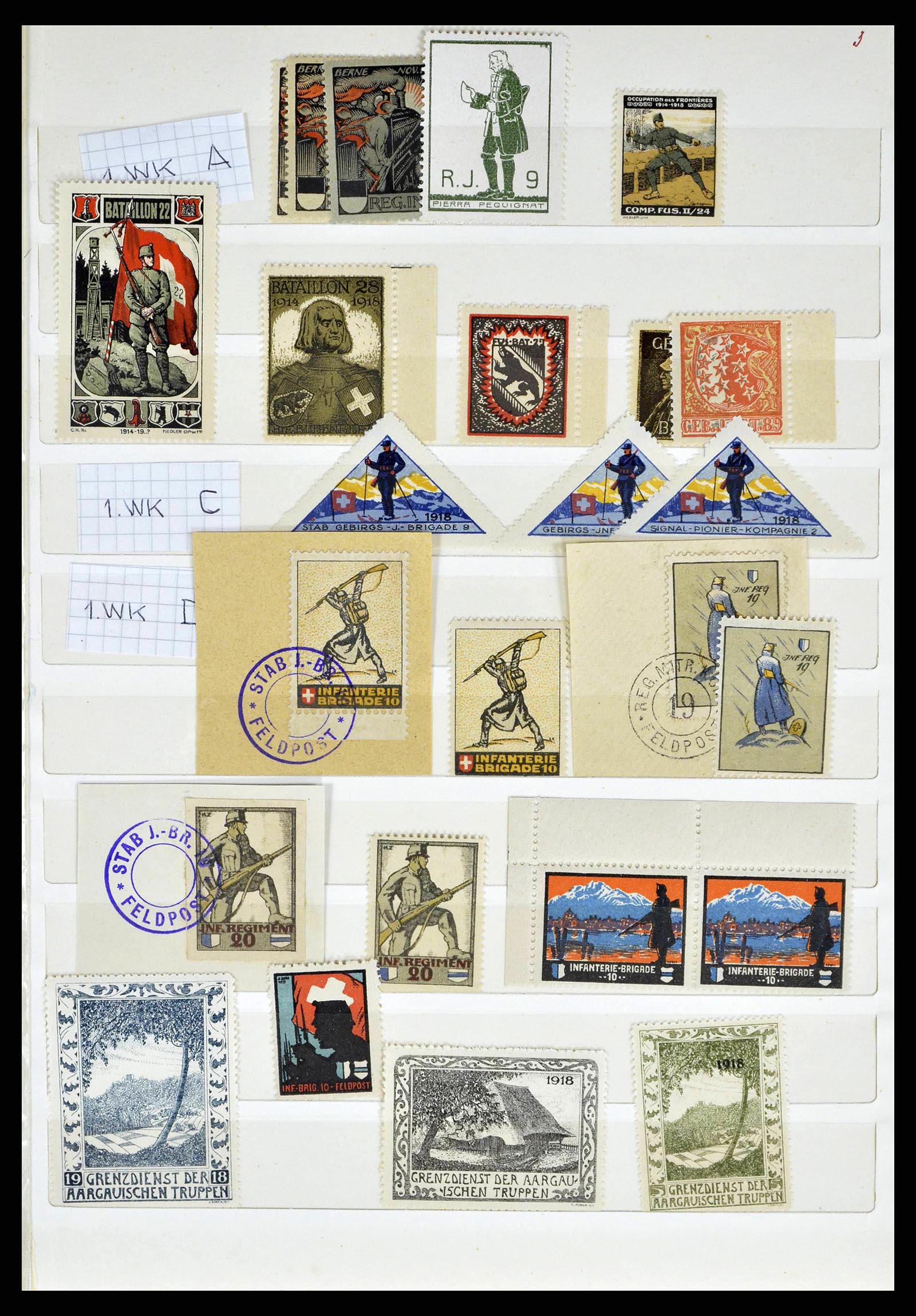 38768 0003 - Stamp collection 38768 Switzerland soldierstamps 1914-1945.