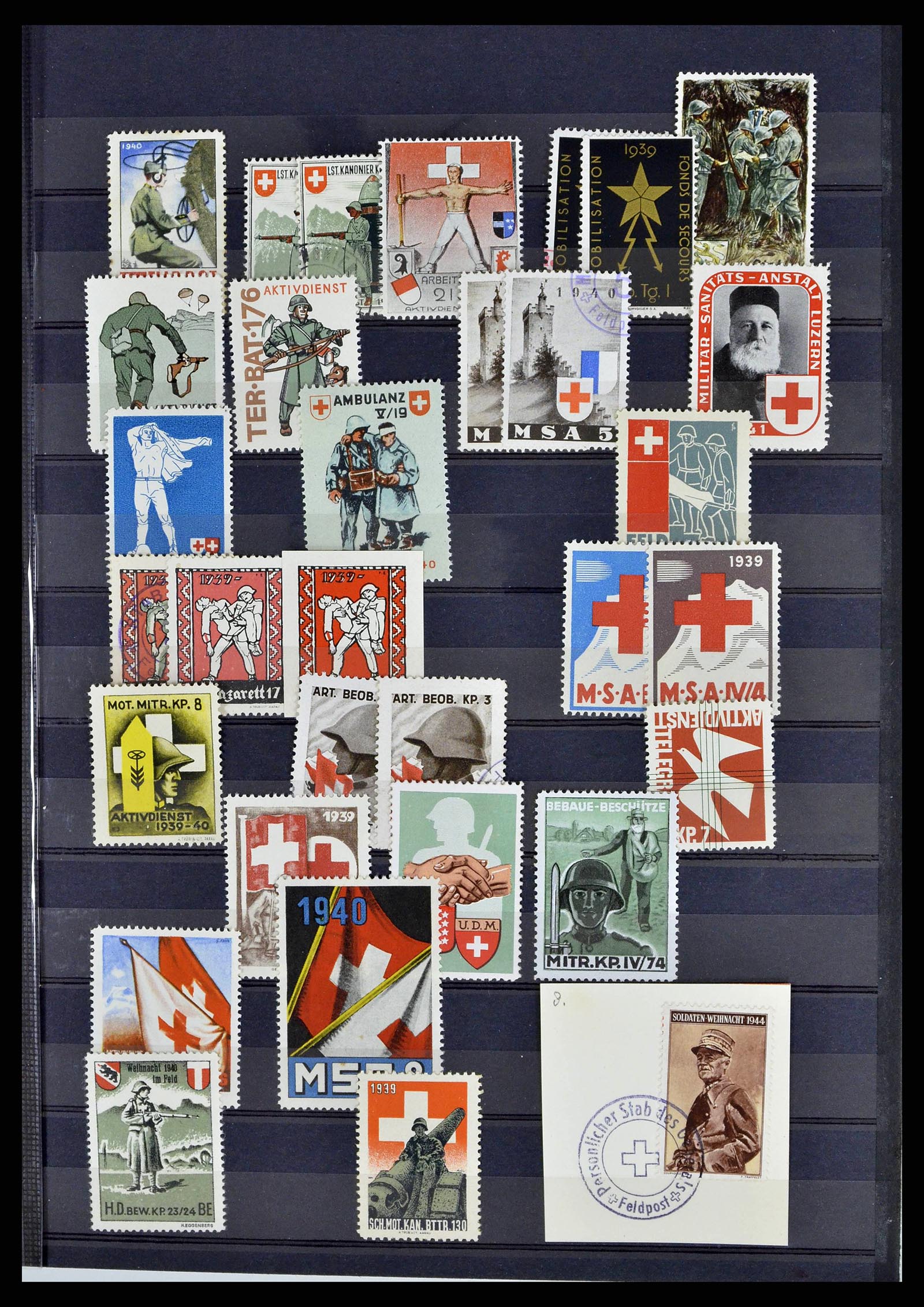 38768 0014 - Stamp collection 38768 Switzerland soldierstamps 1914-1945.
