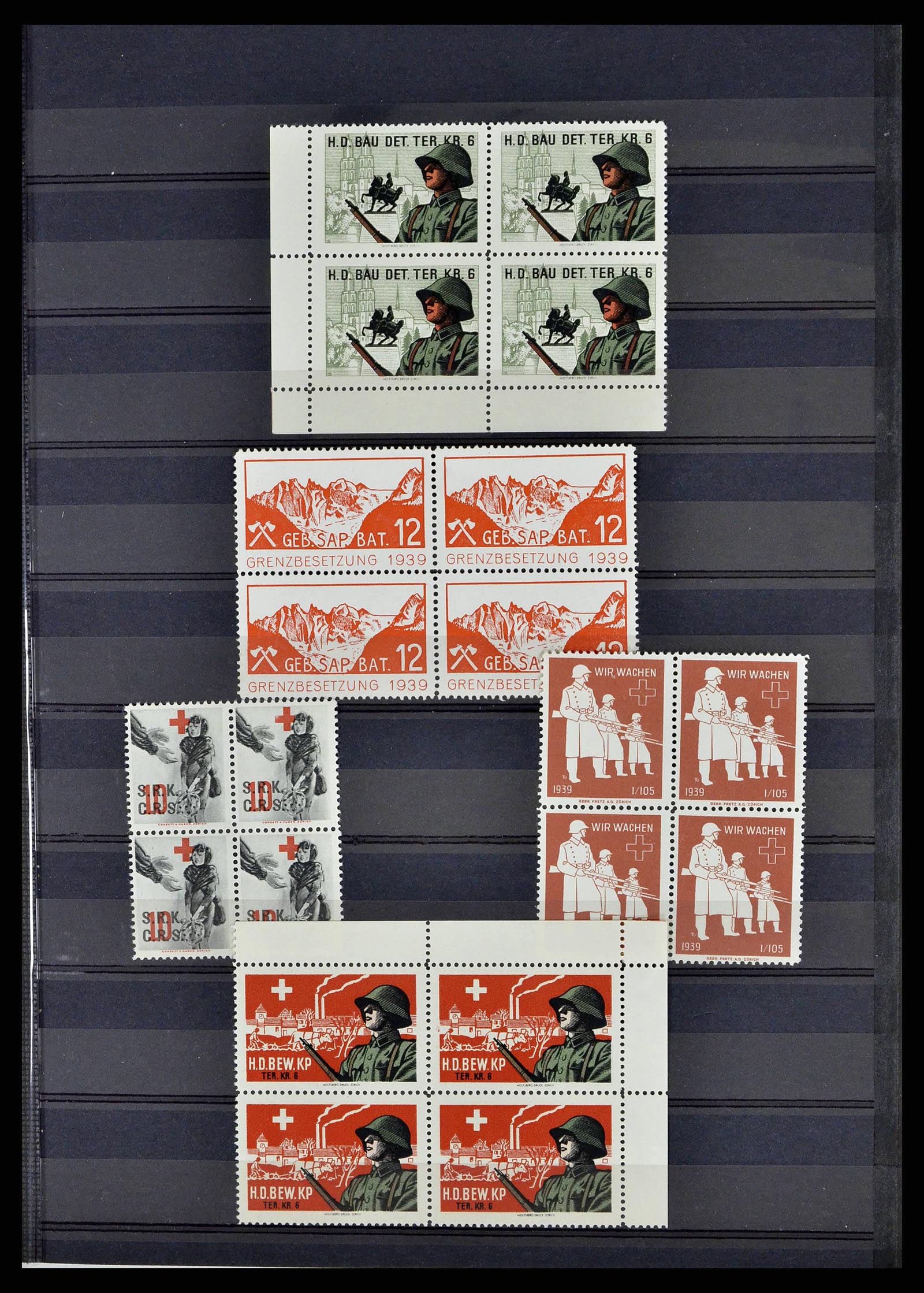 38768 0032 - Stamp collection 38768 Switzerland soldierstamps 1914-1945.