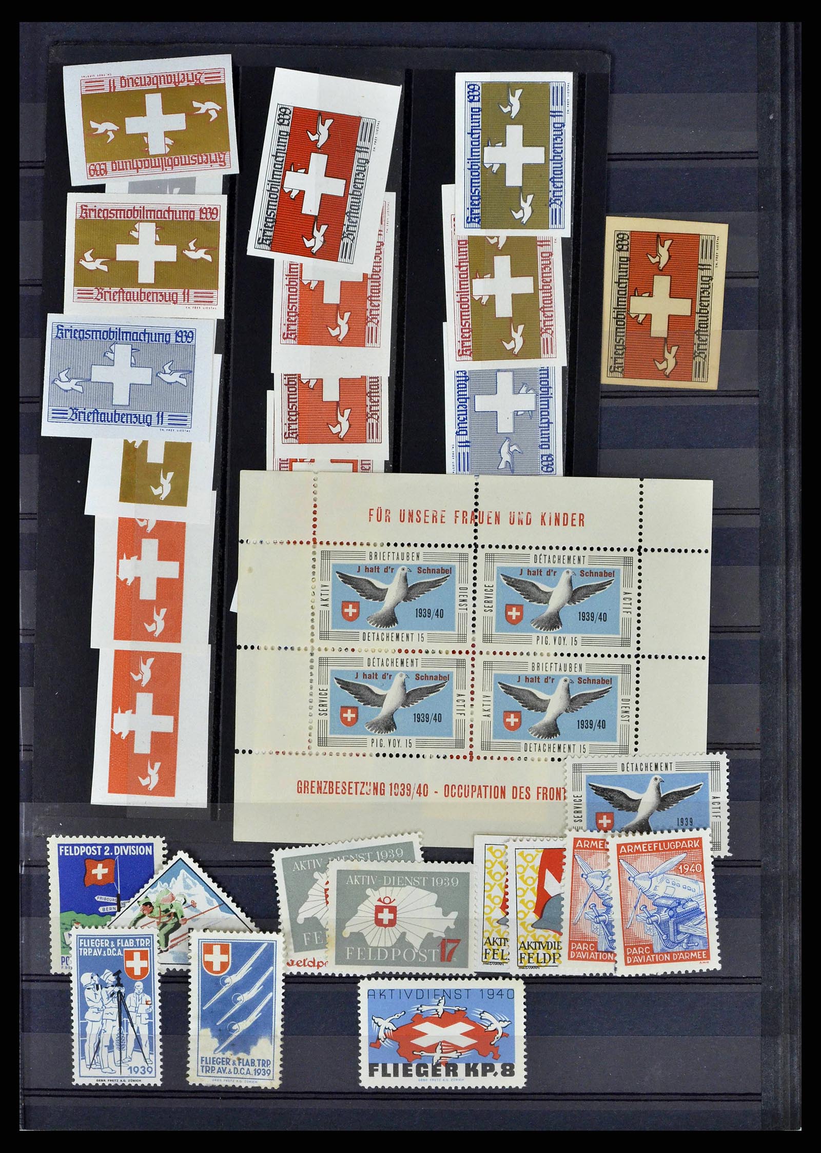 38768 0043 - Stamp collection 38768 Switzerland soldierstamps 1914-1945.