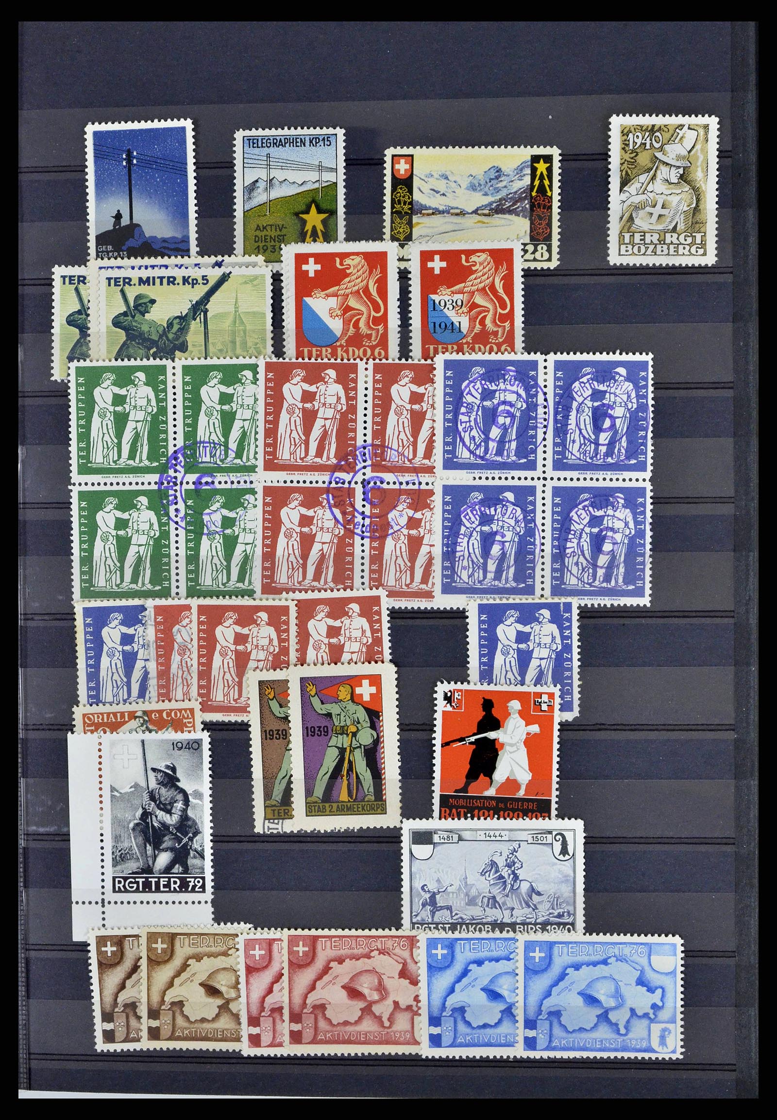 38768 0049 - Stamp collection 38768 Switzerland soldierstamps 1914-1945.
