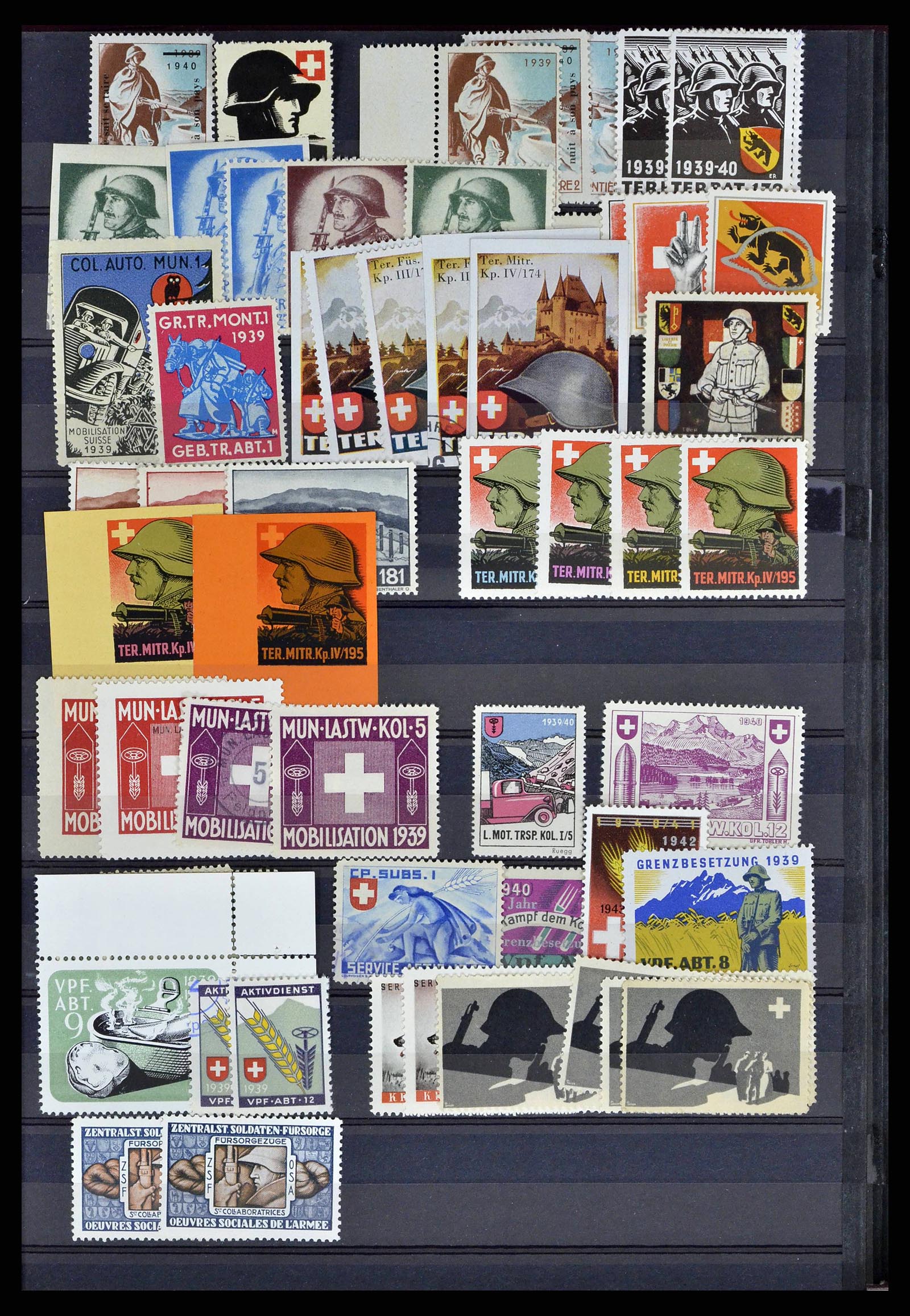 38768 0051 - Stamp collection 38768 Switzerland soldierstamps 1914-1945.
