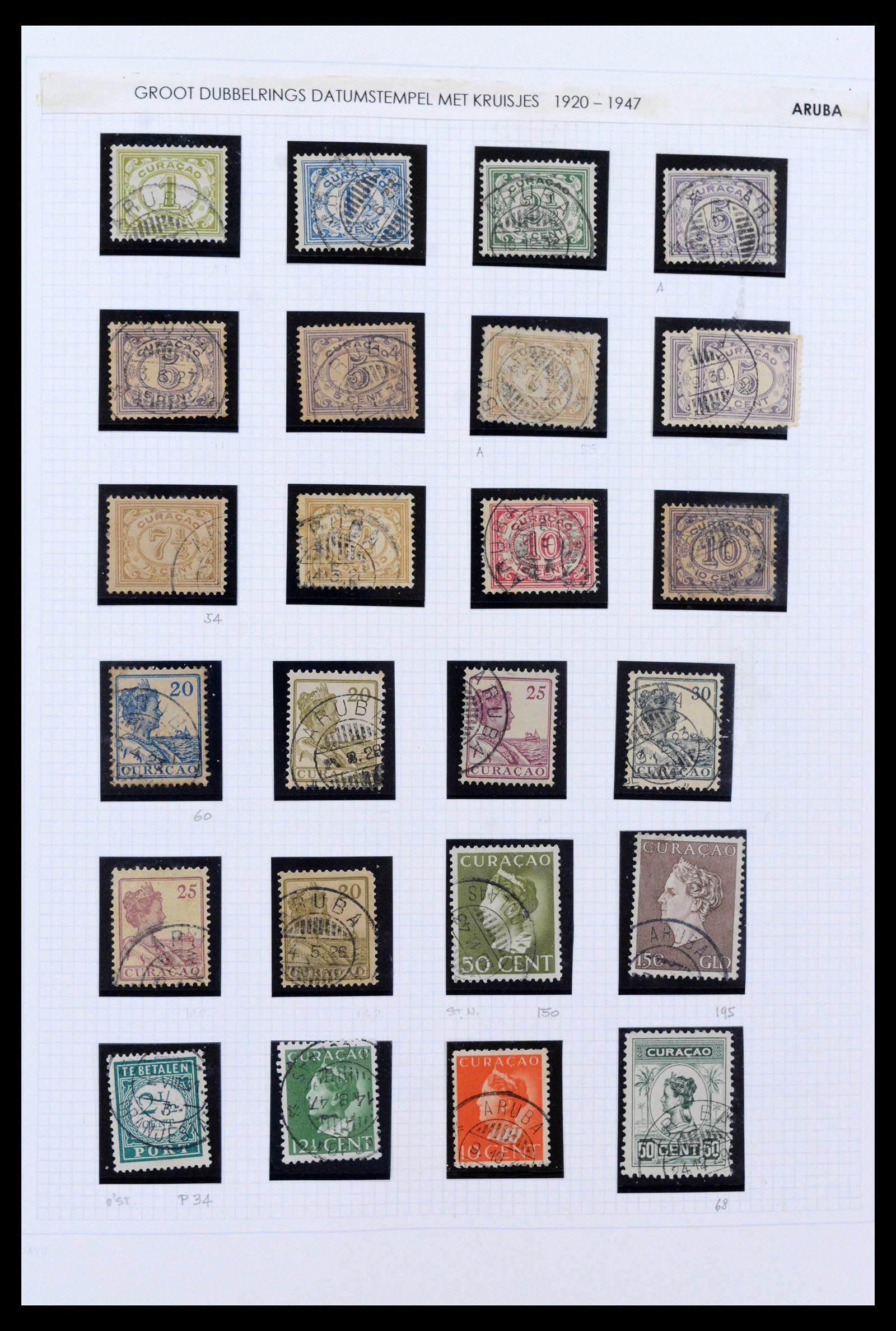 38769 0001 - Stamp collection 38769 Curaçao cancels 1920-1980.