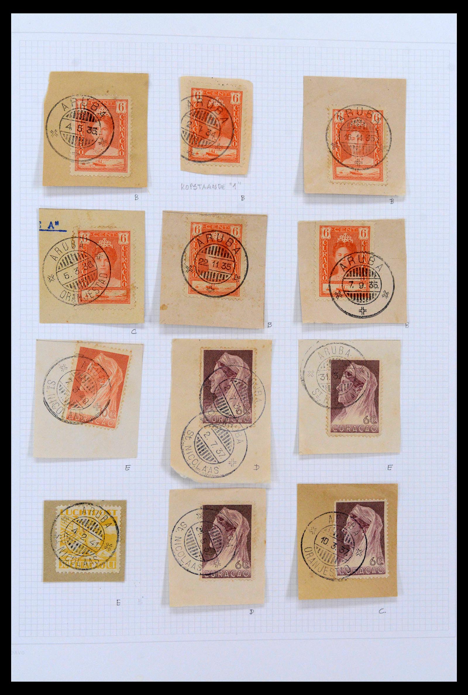 38769 0006 - Stamp collection 38769 Curaçao cancels 1920-1980.